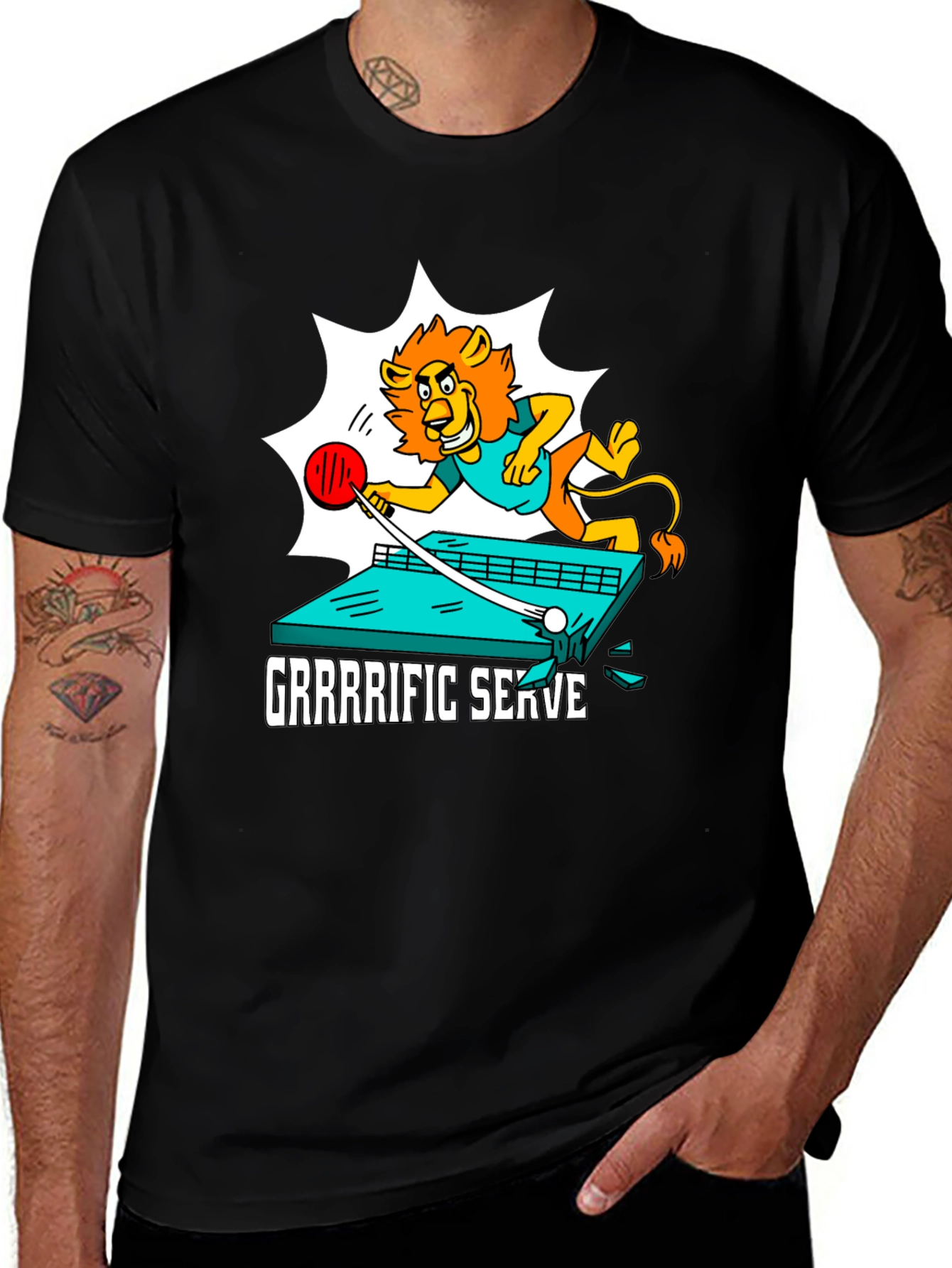 Variant 23 of Grrrrific Serve Lion Ping Pong Graphic Tee