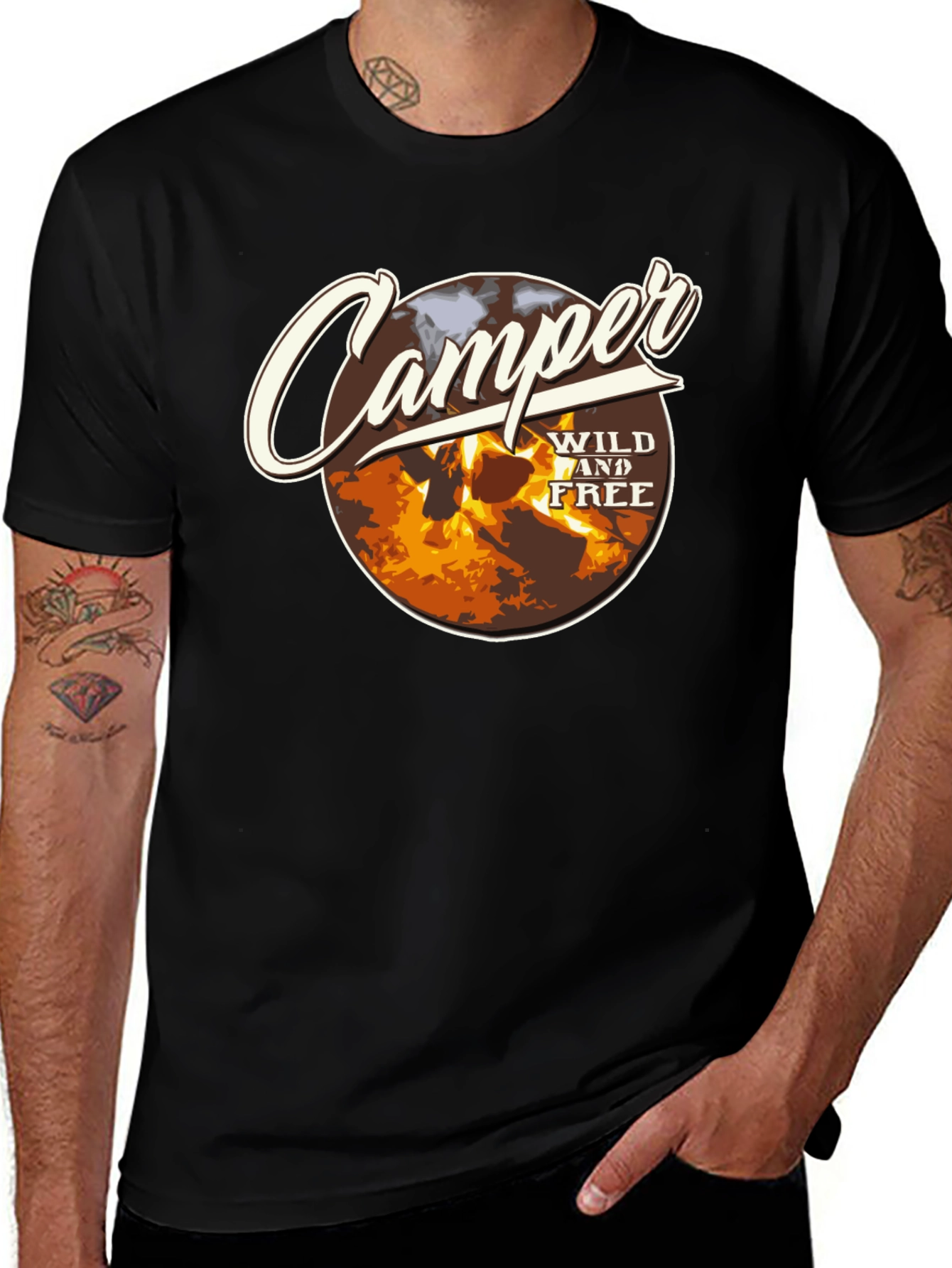 Variant 3 of Camper Wild and Free Graphic Tee - Black