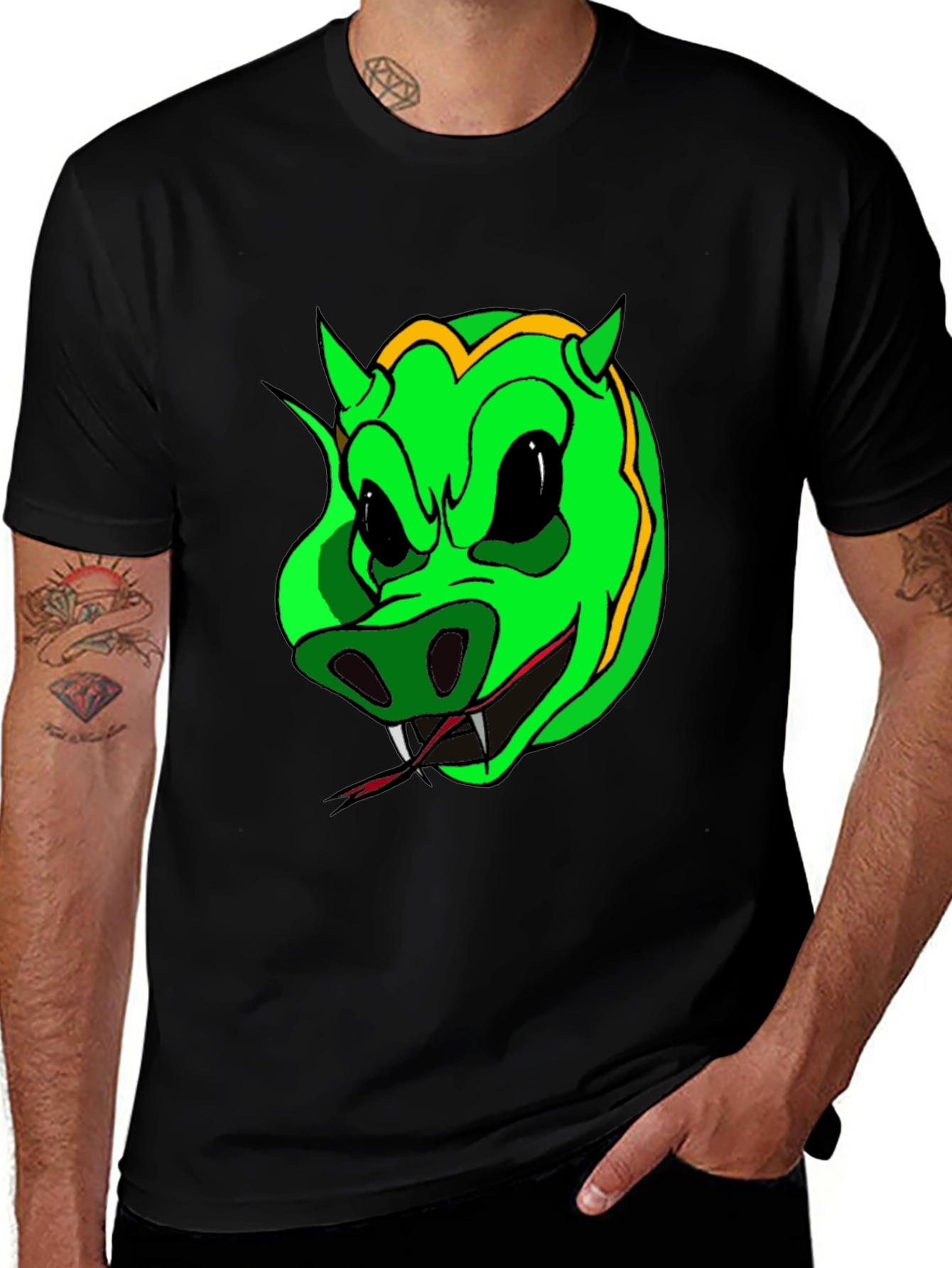 Variant 17 of Green Monster Graphic Tee - Men's Black T-Shirt