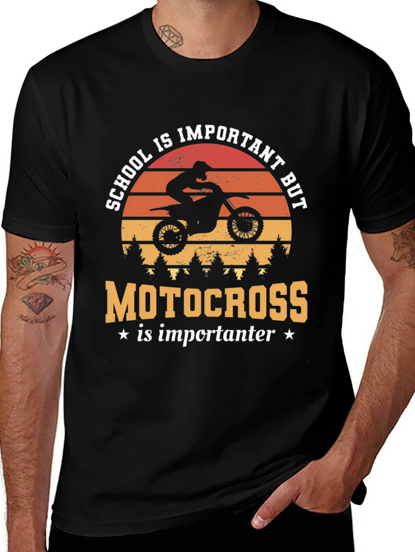 Variant 13 of Motocross Graphic T-Shirt - School is Important But...