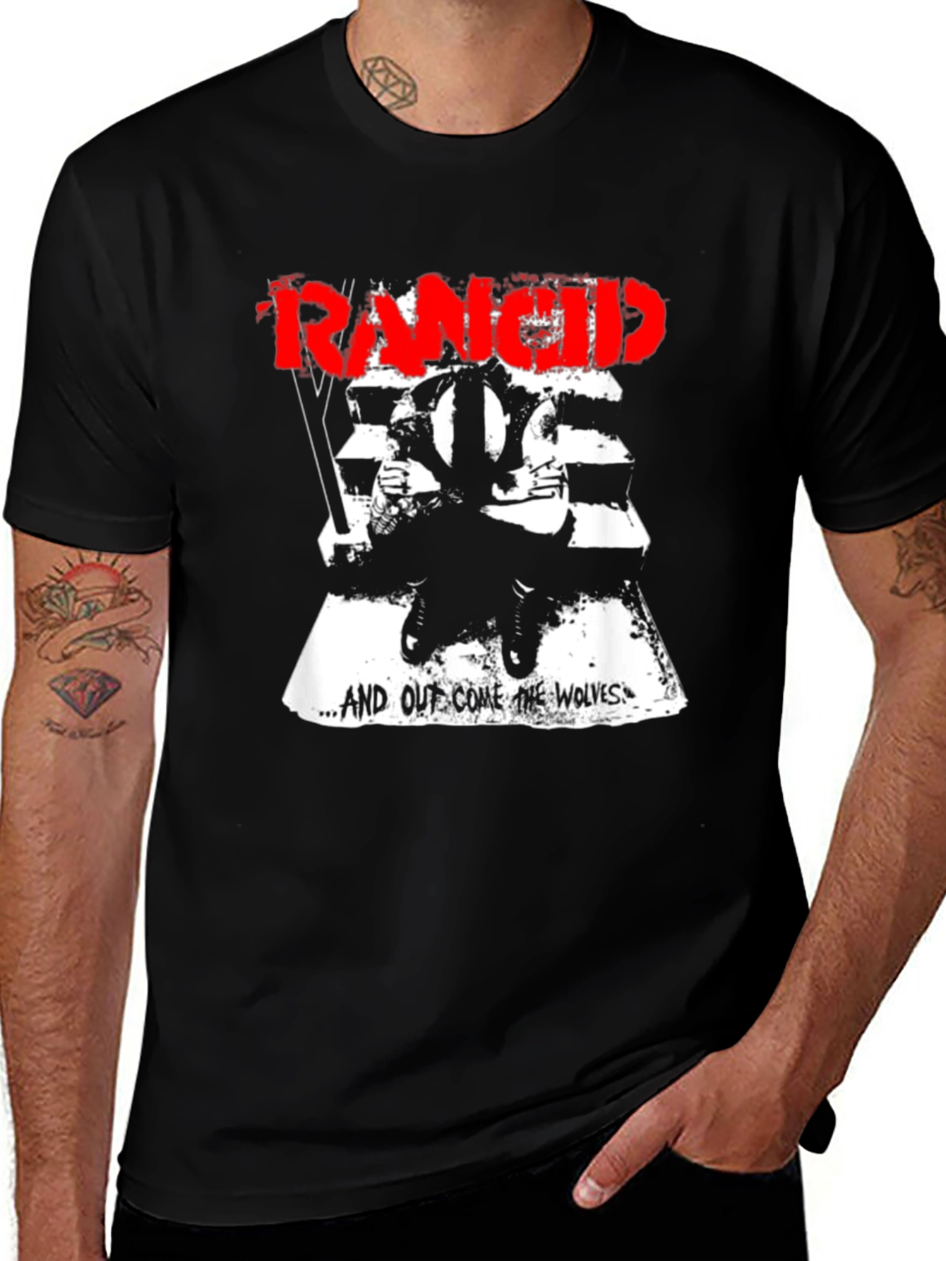 Rancid And Out Come the Wolves Black T-Shirt