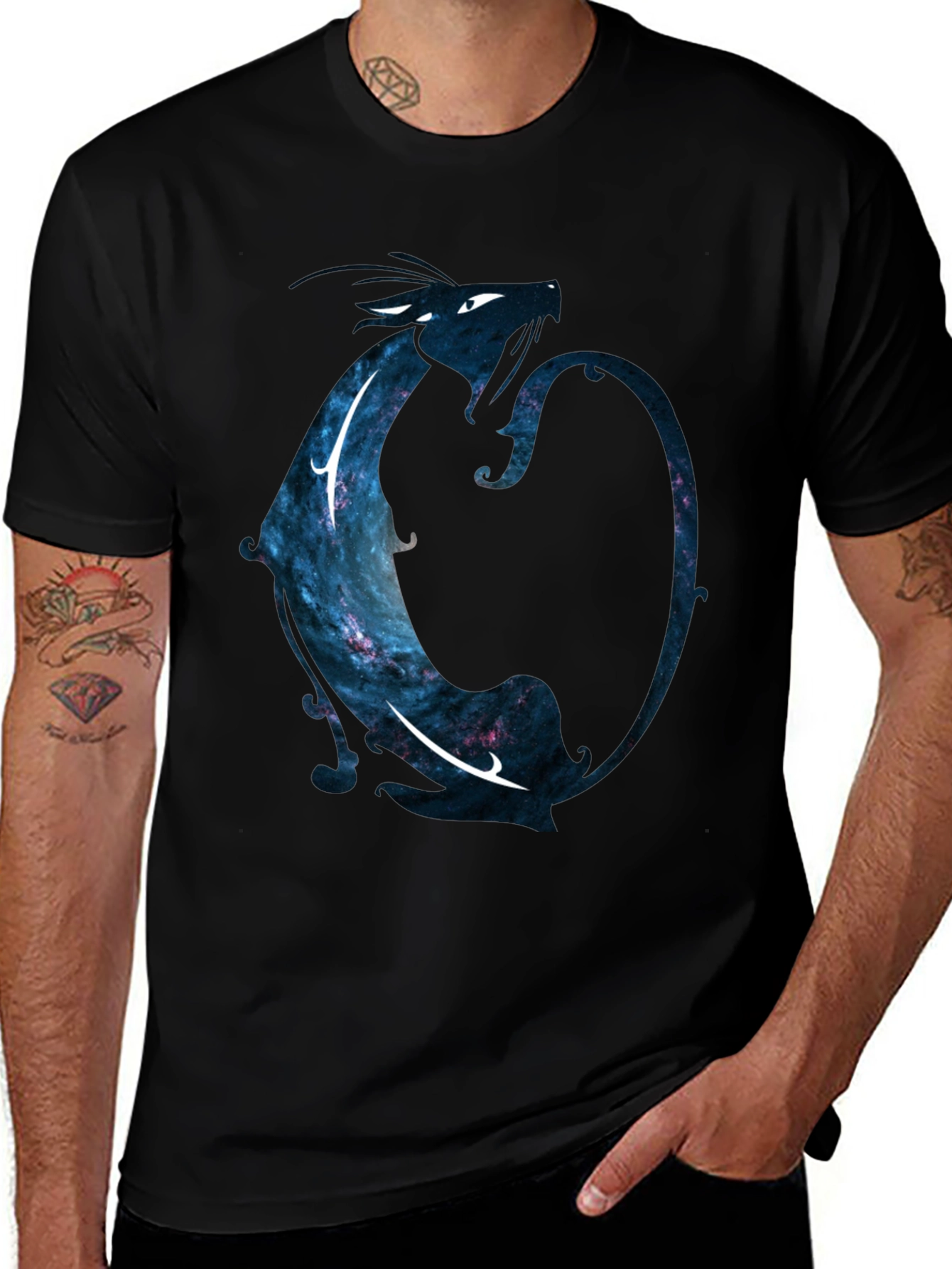 Variant 17 of Cosmic Dragon Black T-Shirt - Unique Graphic Tee