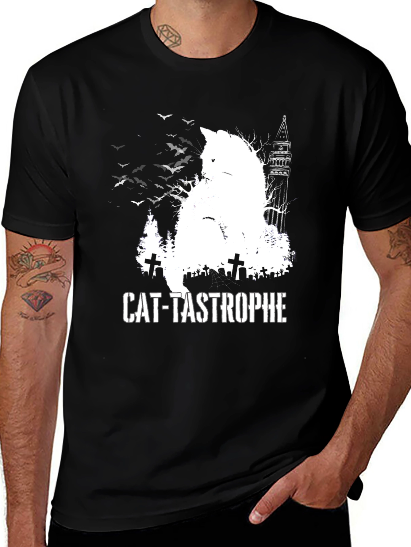 Variant 12 of Cat-Tastrophe Graphic Print Men's T-Shirt