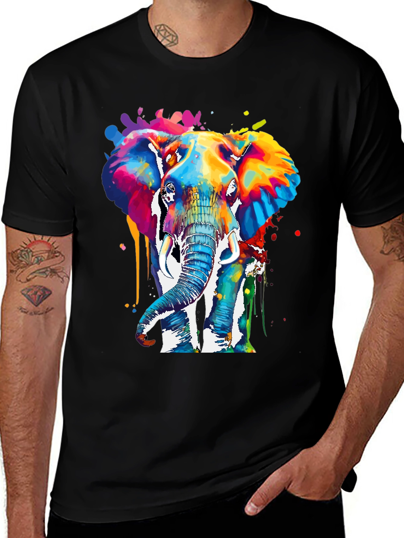 Variant 3 of Colorful Elephant Graphic T-Shirt