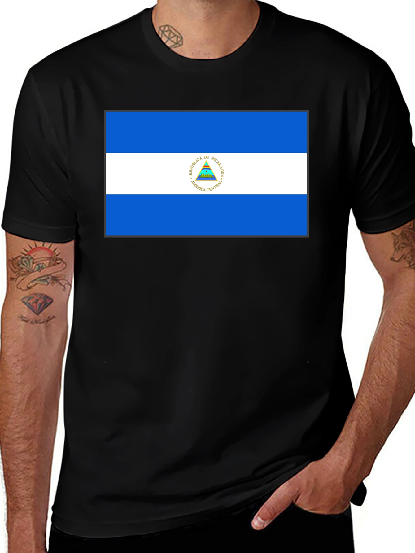 Variant 20 of Nicaragua Flag Graphic Black T-Shirt