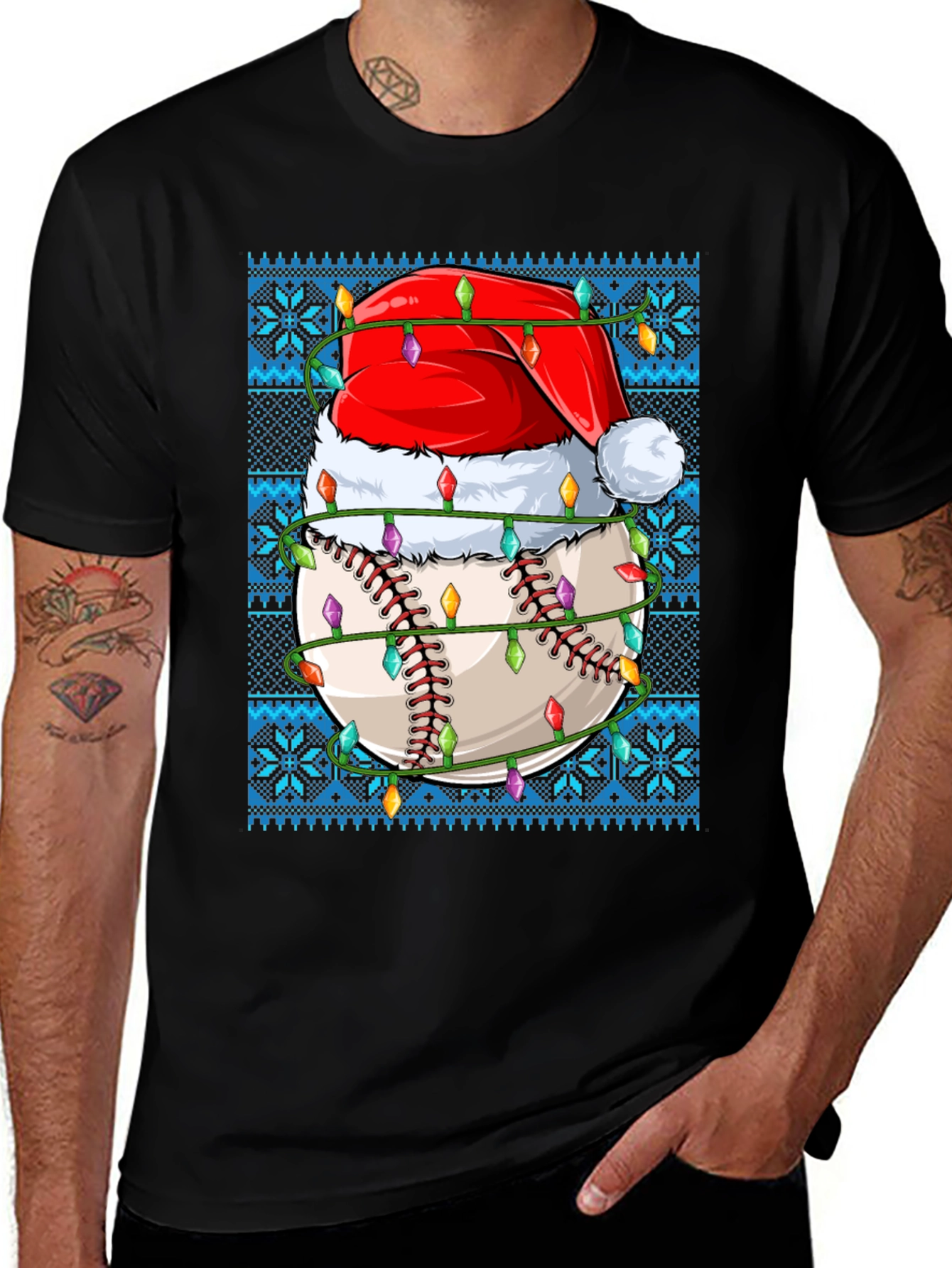 Festive Baseball Santa Hat T-Shirt