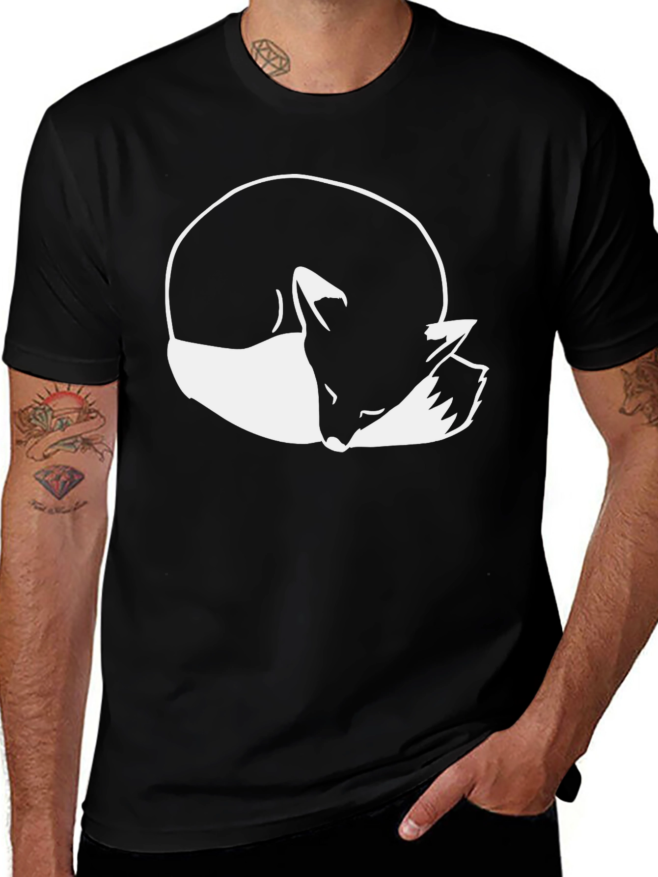 Variant 29 of Sleeping Fox Graphic Tee - Classic Black T-Shirt