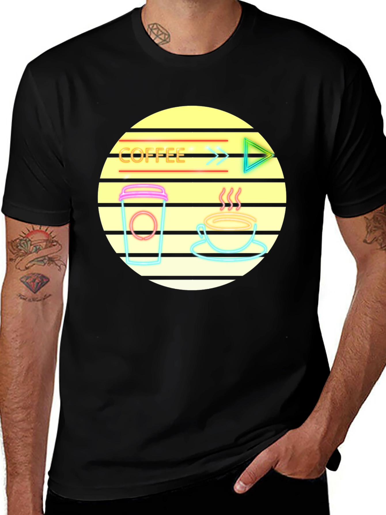 Variant 3 of Neon Coffee Graphic Tee - Retro Diner Style