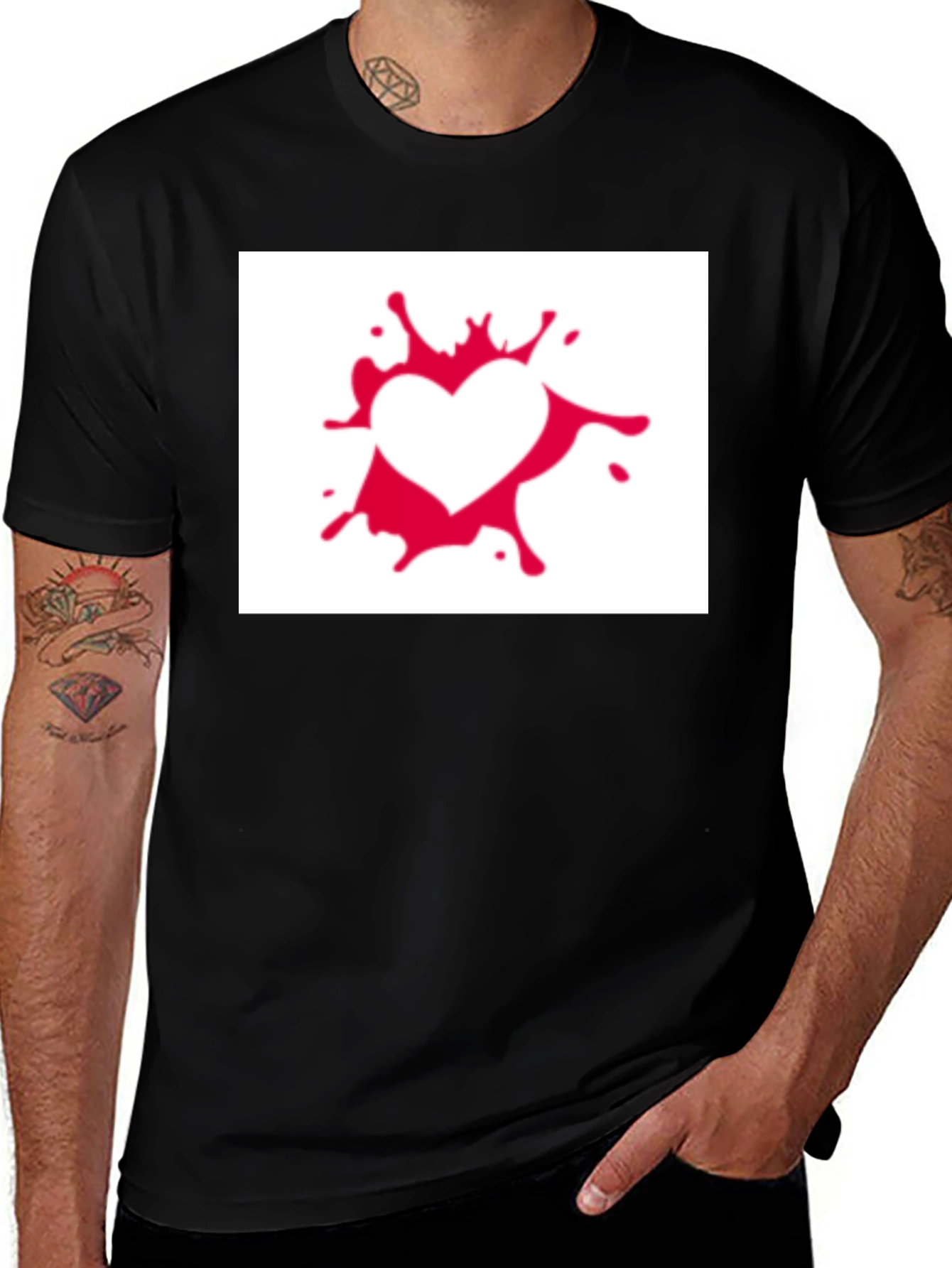 Heart Splash Graphic Black T-Shirt