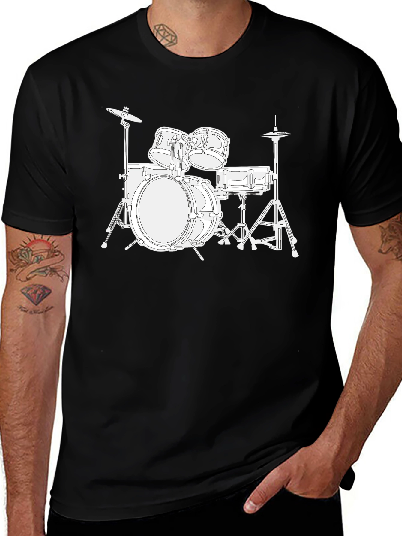 Variant 25 of Drum Kit Outline T-Shirt - Black