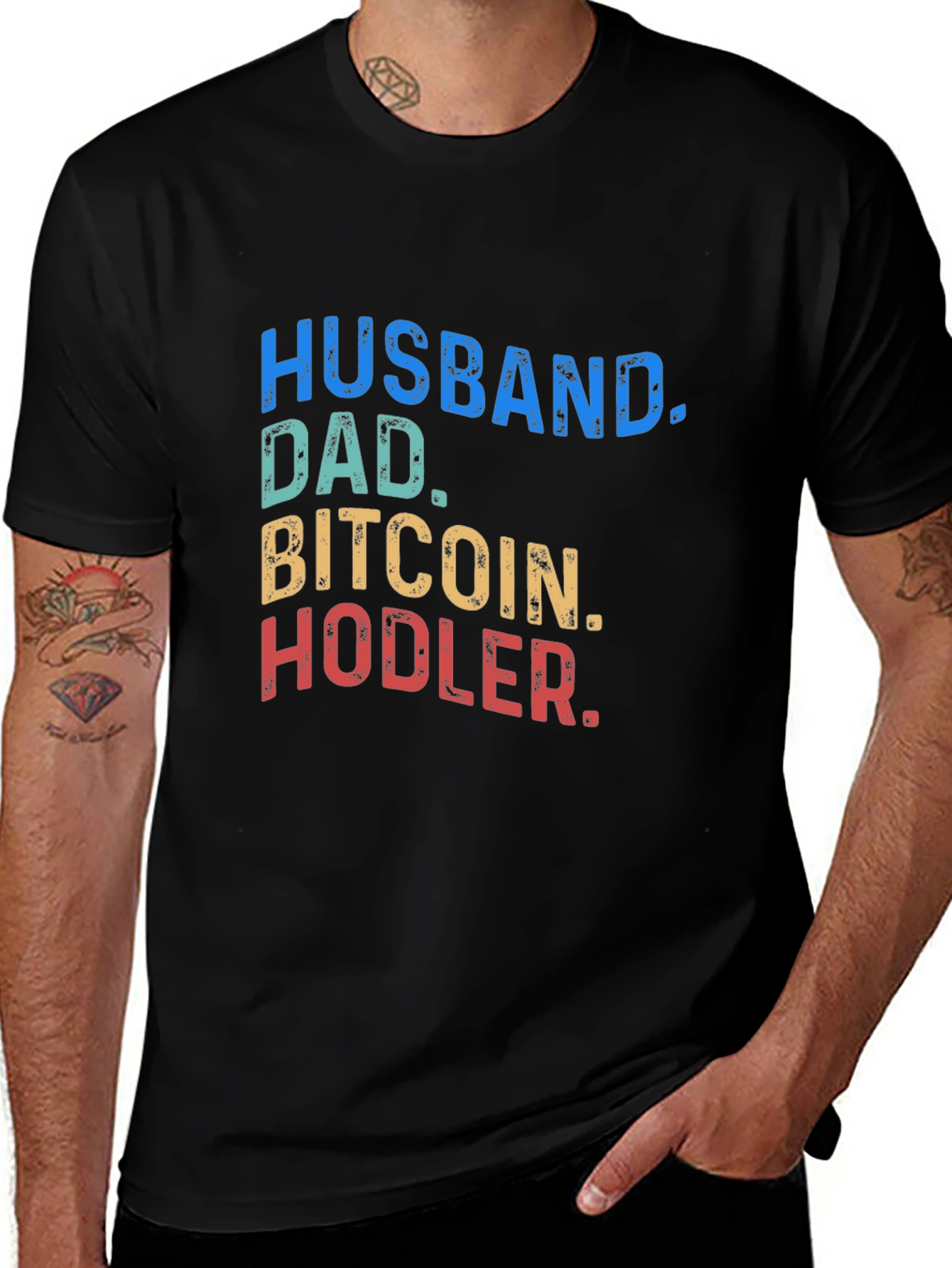 Variant 24 of Husband Dad Bitcoin Hodler Black T-Shirt