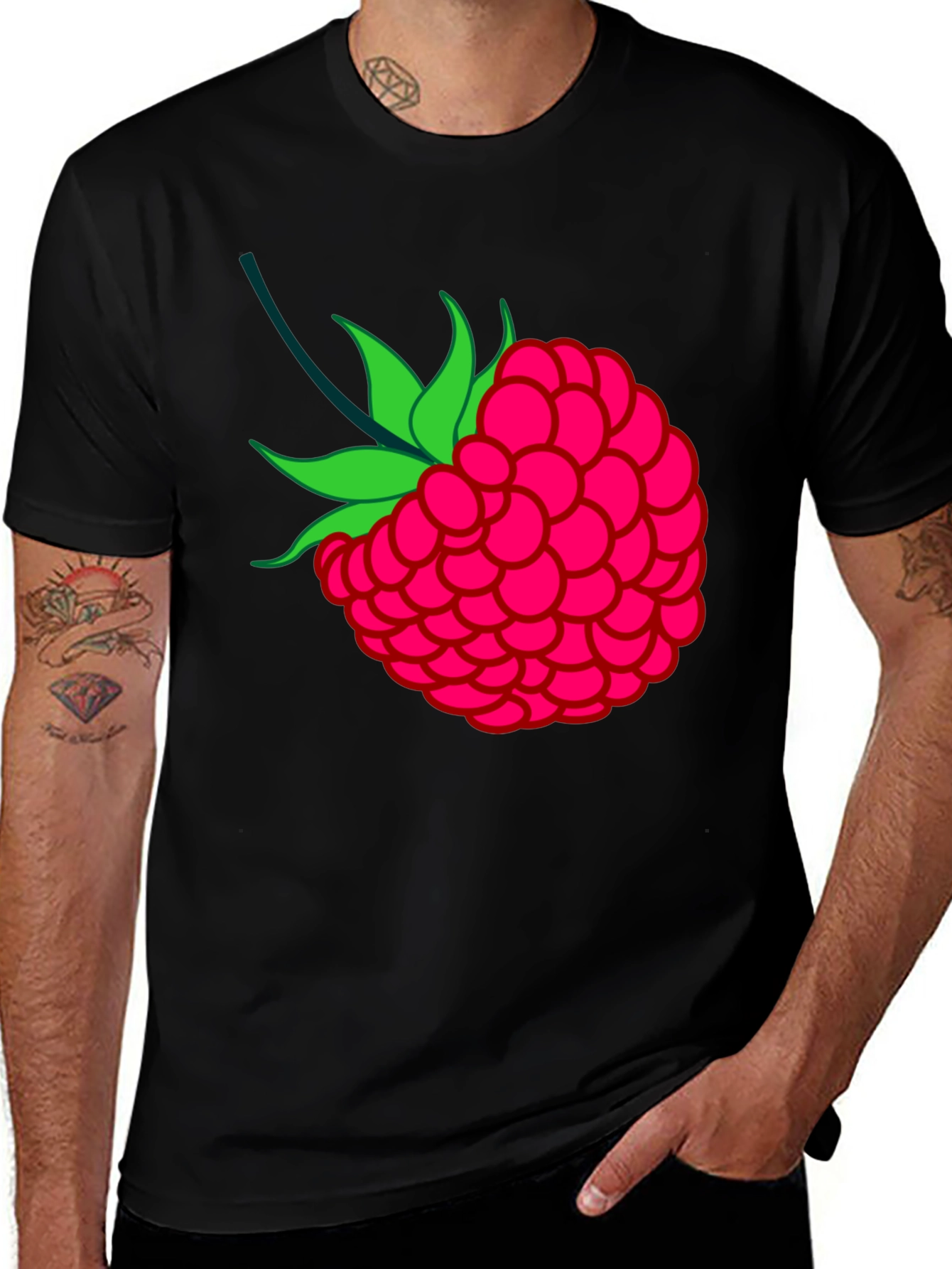Variant 24 of Raspberry Graphic Black T-Shirt
