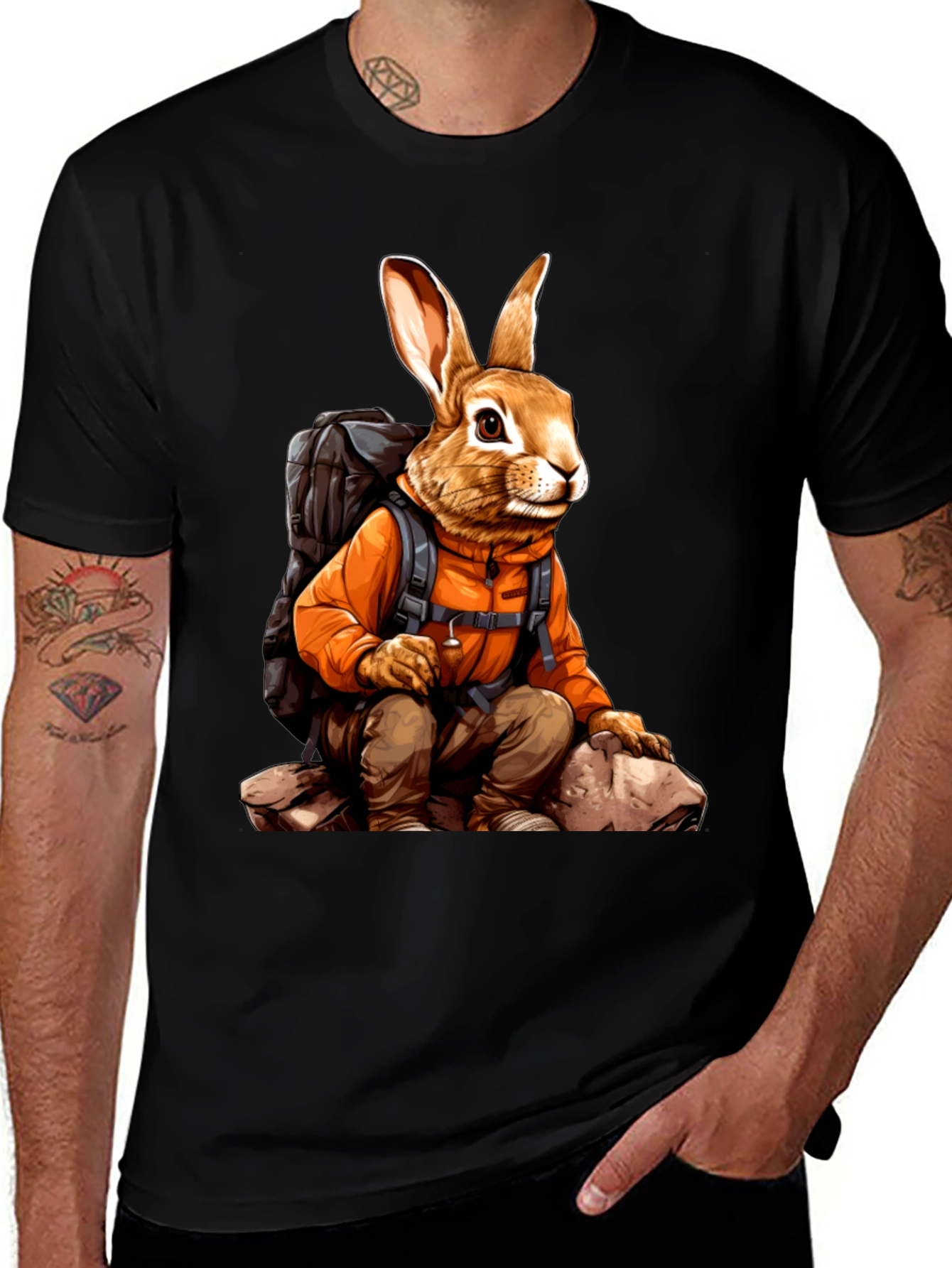 Variant 3 of Adventurous Hiking Rabbit Graphic Tee