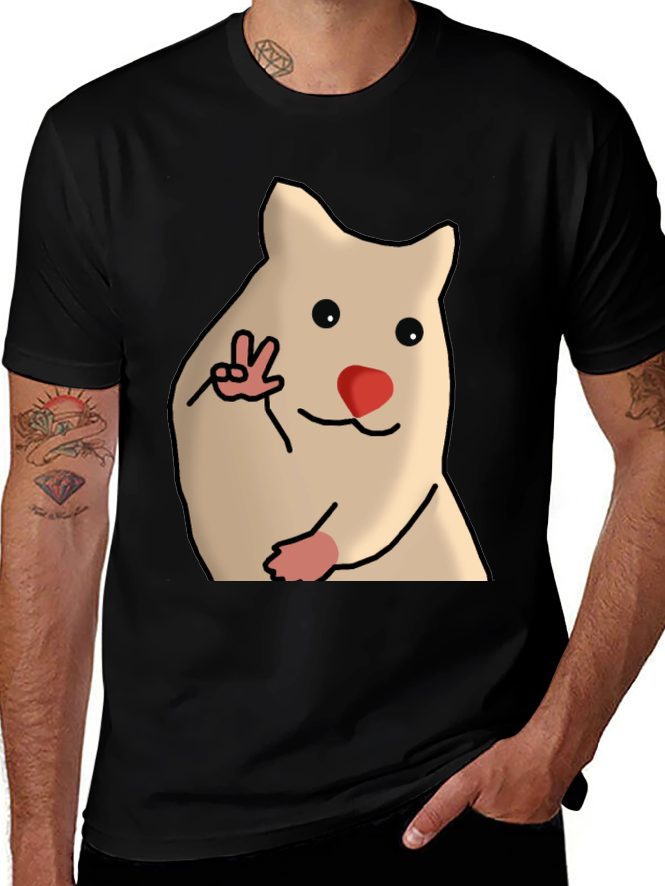 Variant 12 of Funny Hamster Peace Sign Graphic T-Shirt