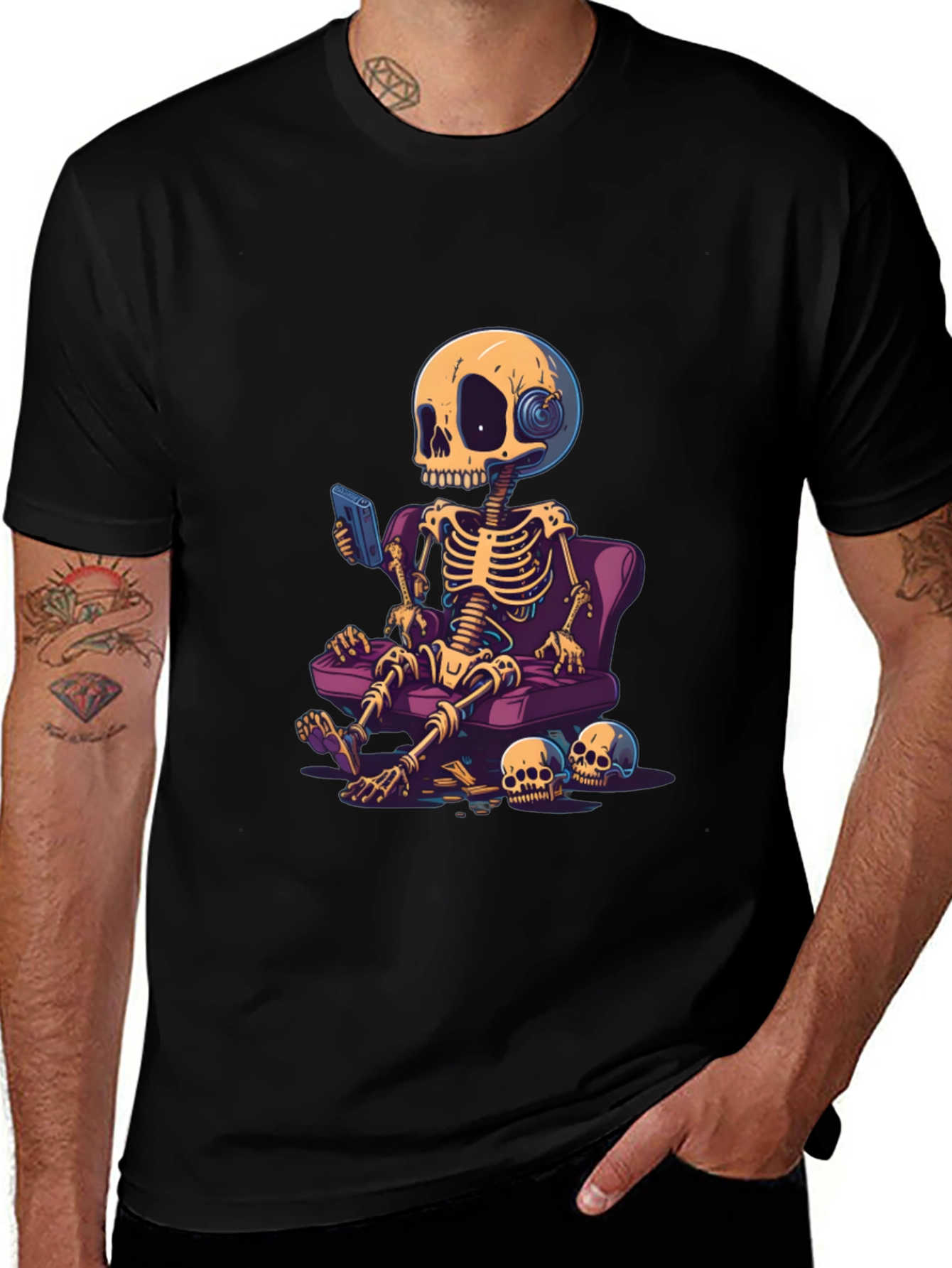 Variant 12 of Skeleton Gamer T-Shirt - Black