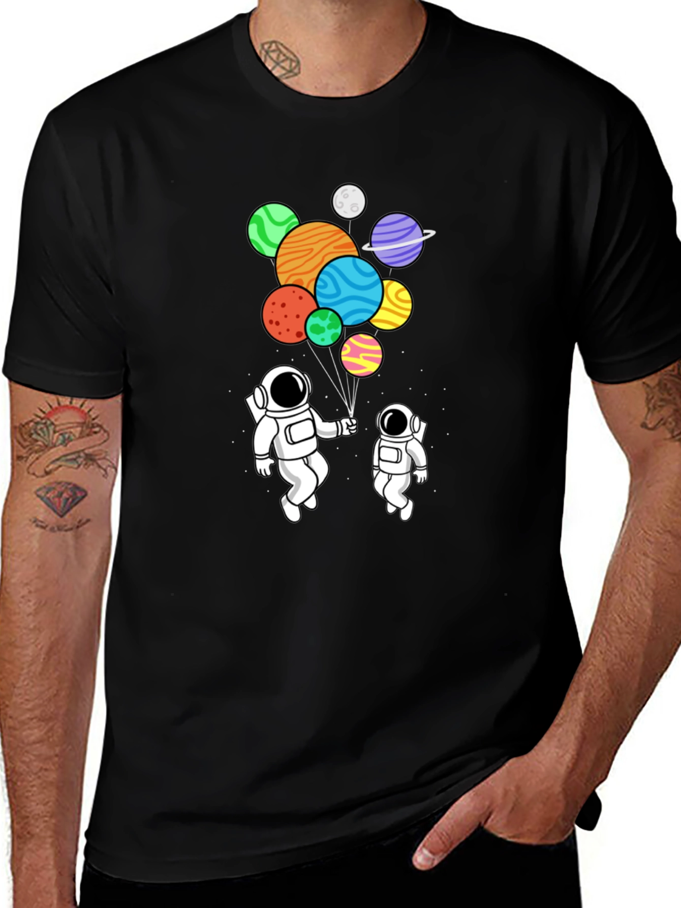 Variant 28 of Astronaut Planet Balloons Graphic Tee