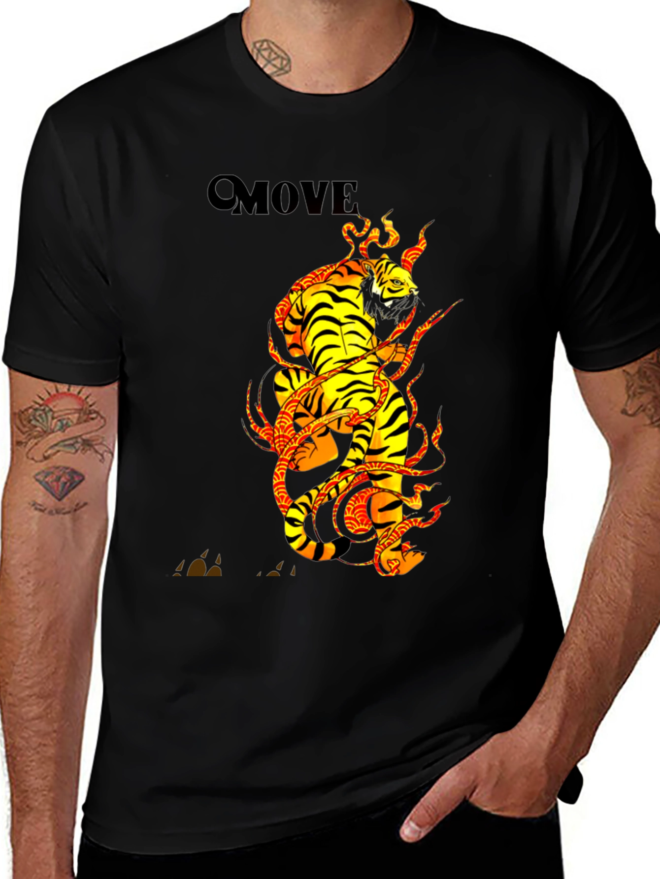Variant 25 of Tiger Graphic Print Black T-Shirt