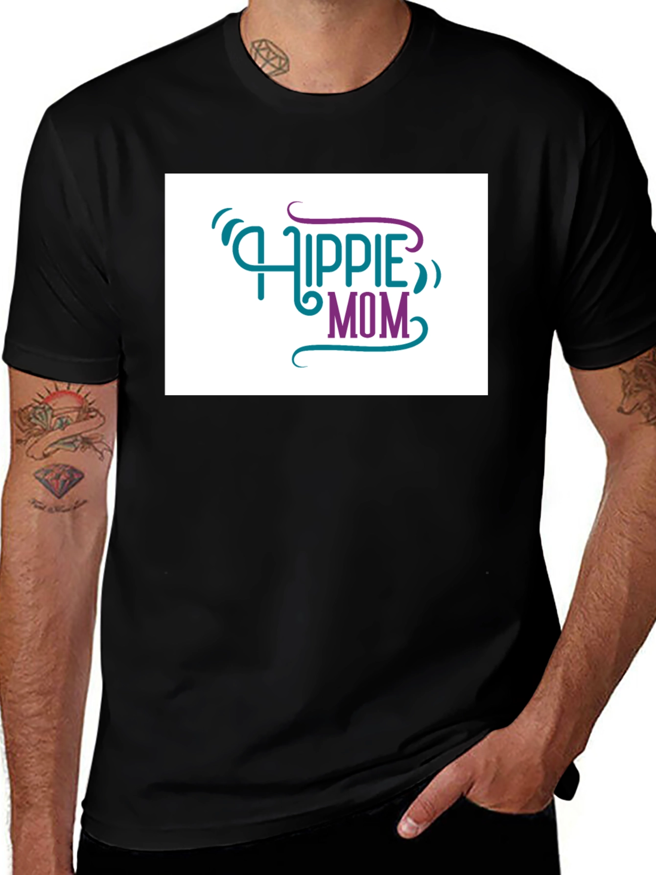 Hippie Mom Graphic Tee - Black