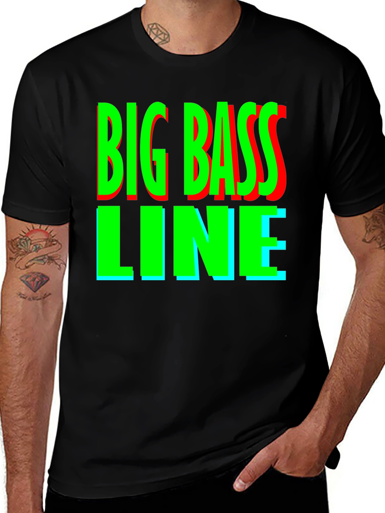 Variant 15 of Big Bass Line Graphic Tee - Retro Music Shirt