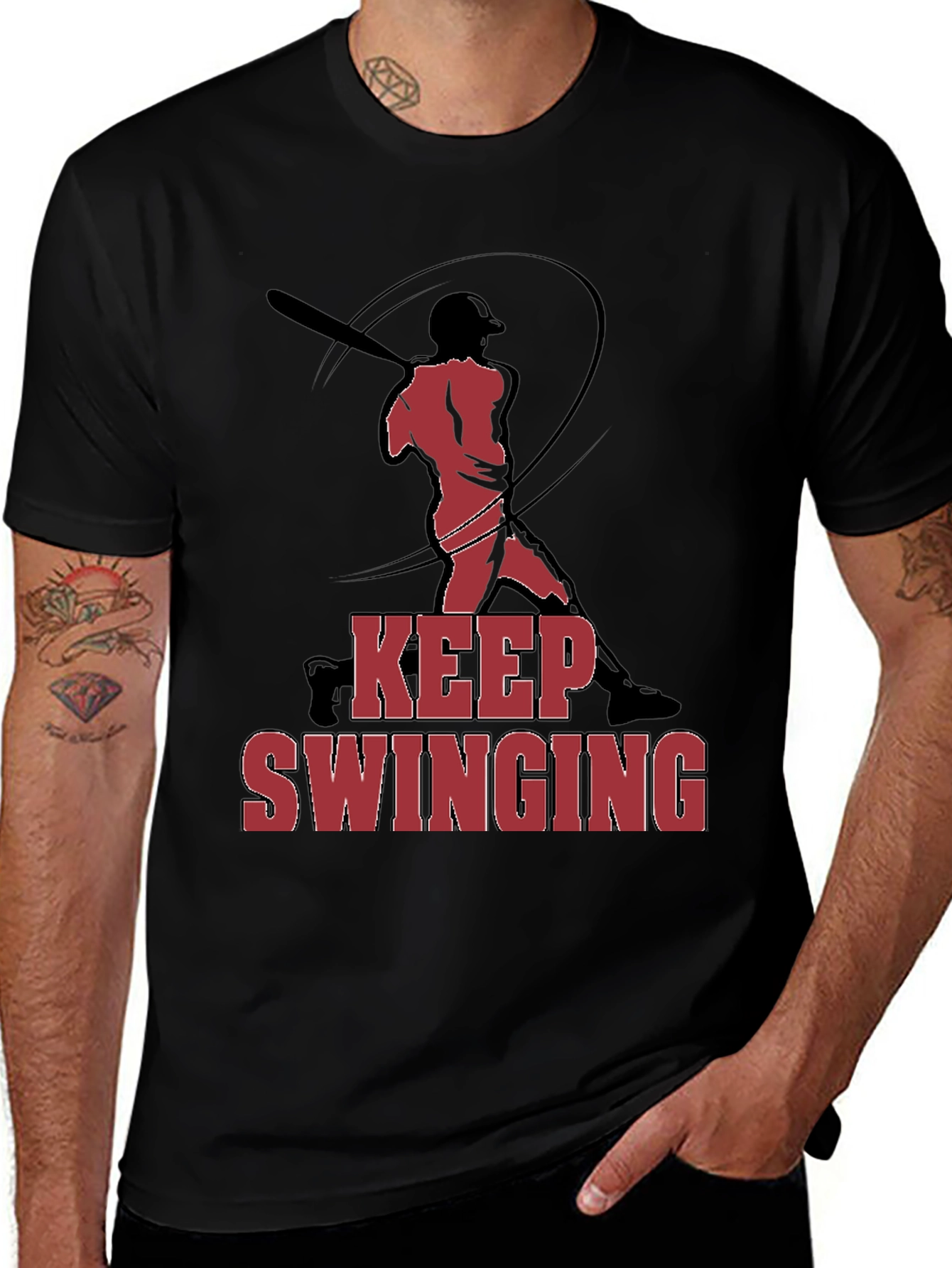 Variant 5 of Keep Swinging Baseball Graphic T-Shirt