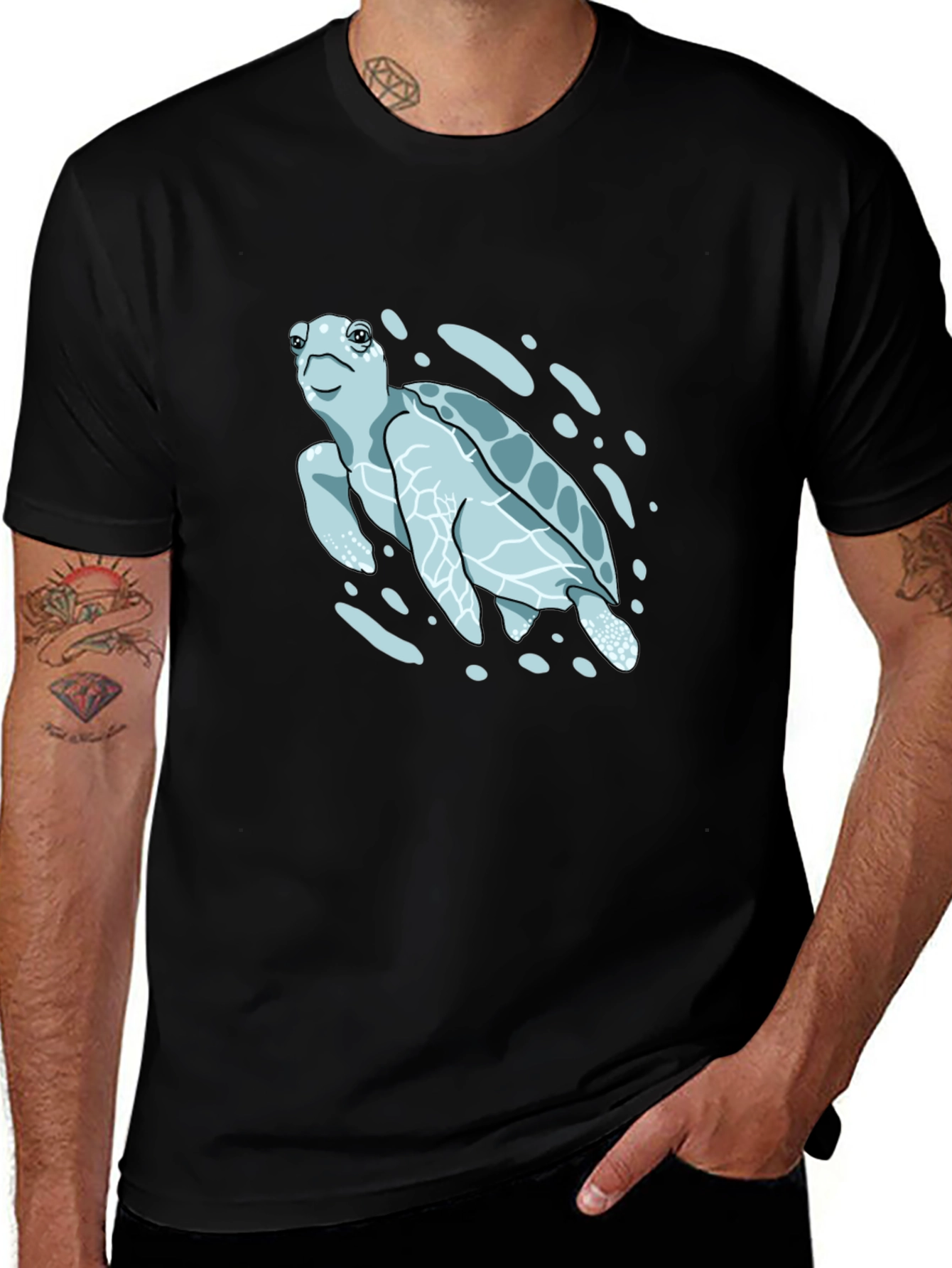 Variant 6 of Sea Turtle Graphic Print T-Shirt - Black
