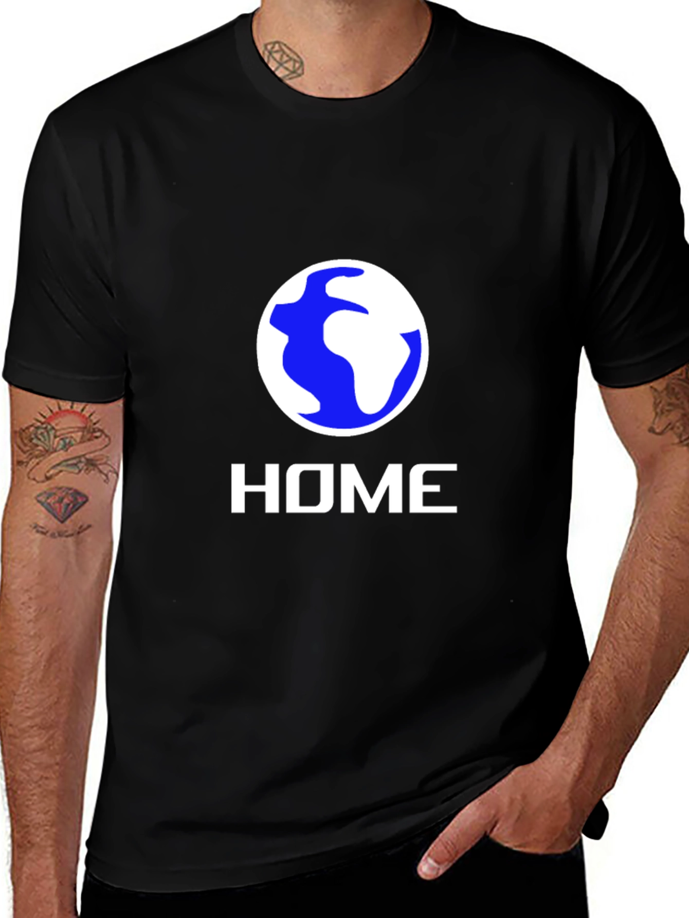 Variant 6 of Home Planet Graphic Tee - Black Cotton Casual Shirt