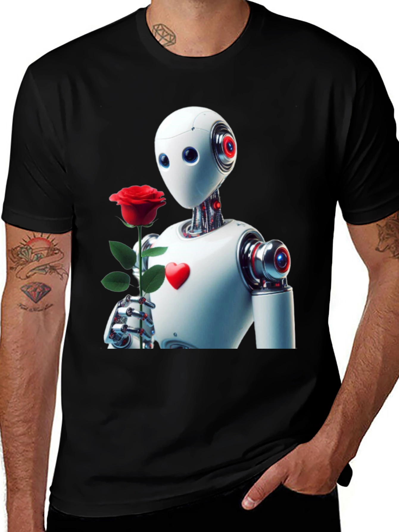 Variant 18 of Robot Romance Graphic Tee - Black