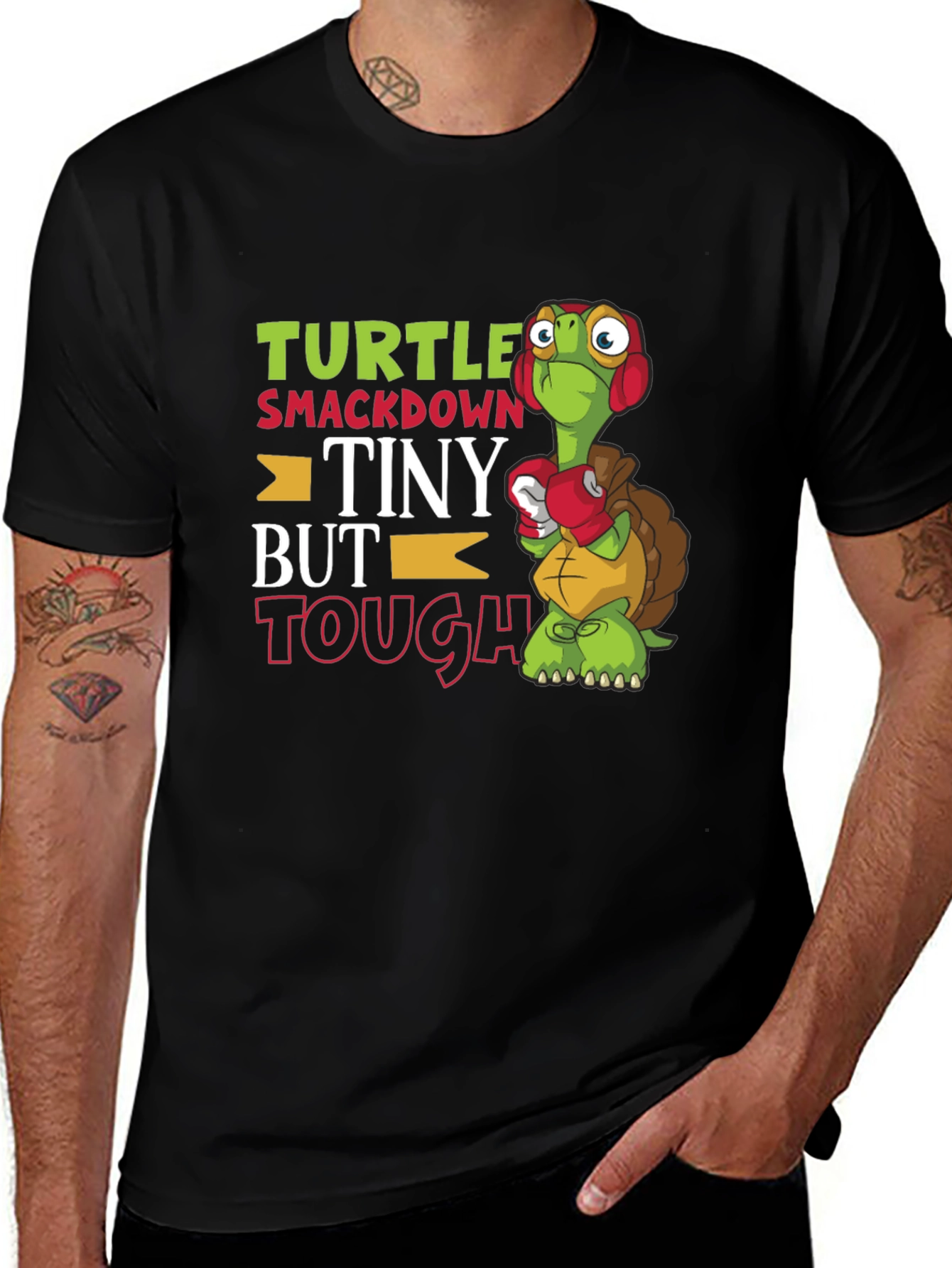 Variant 18 of Turtle Smackdown T-Shirt - Tiny But Tough Cartoon Tee