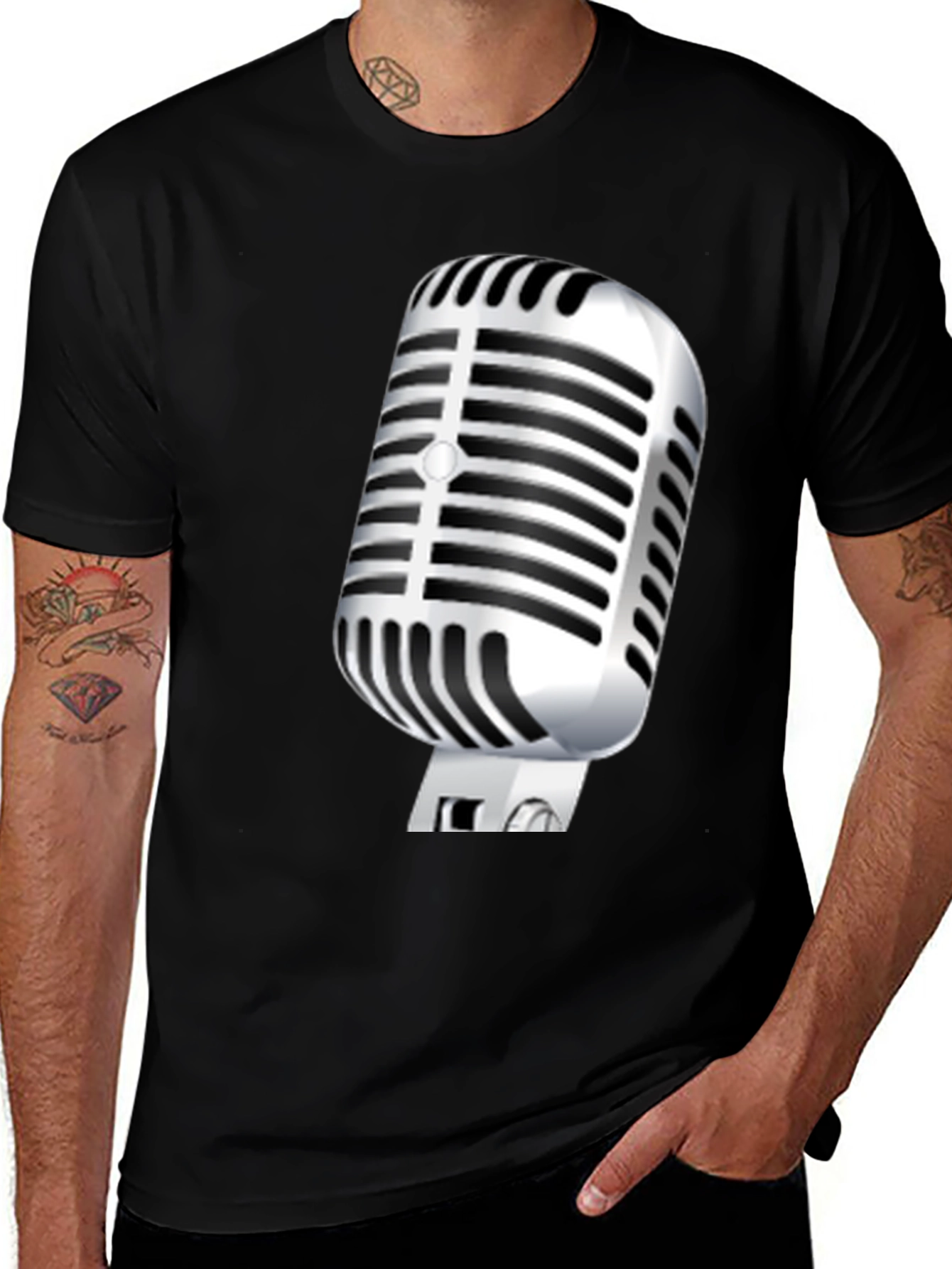 Retro Microphone Graphic T-Shirt - Classic Vocal Design