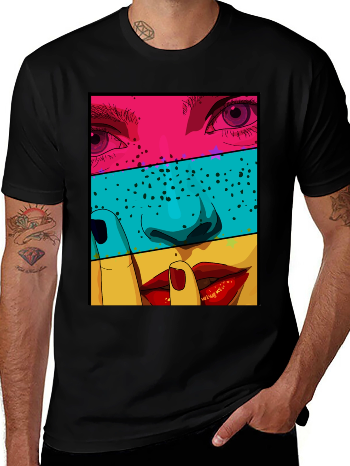 Variant 27 of Pop Art Shhh Graphic Tee - Modern Streetwear