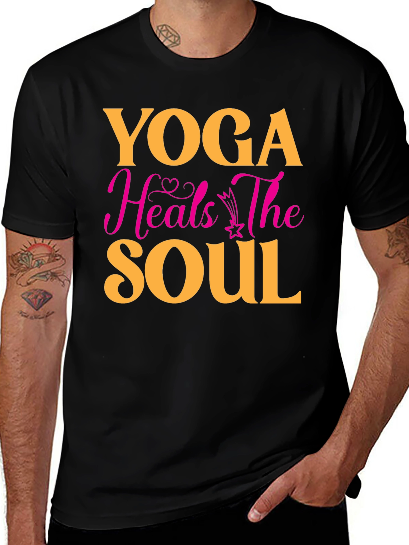 Black Yoga Heals the Soul Graphic T-Shirt main image