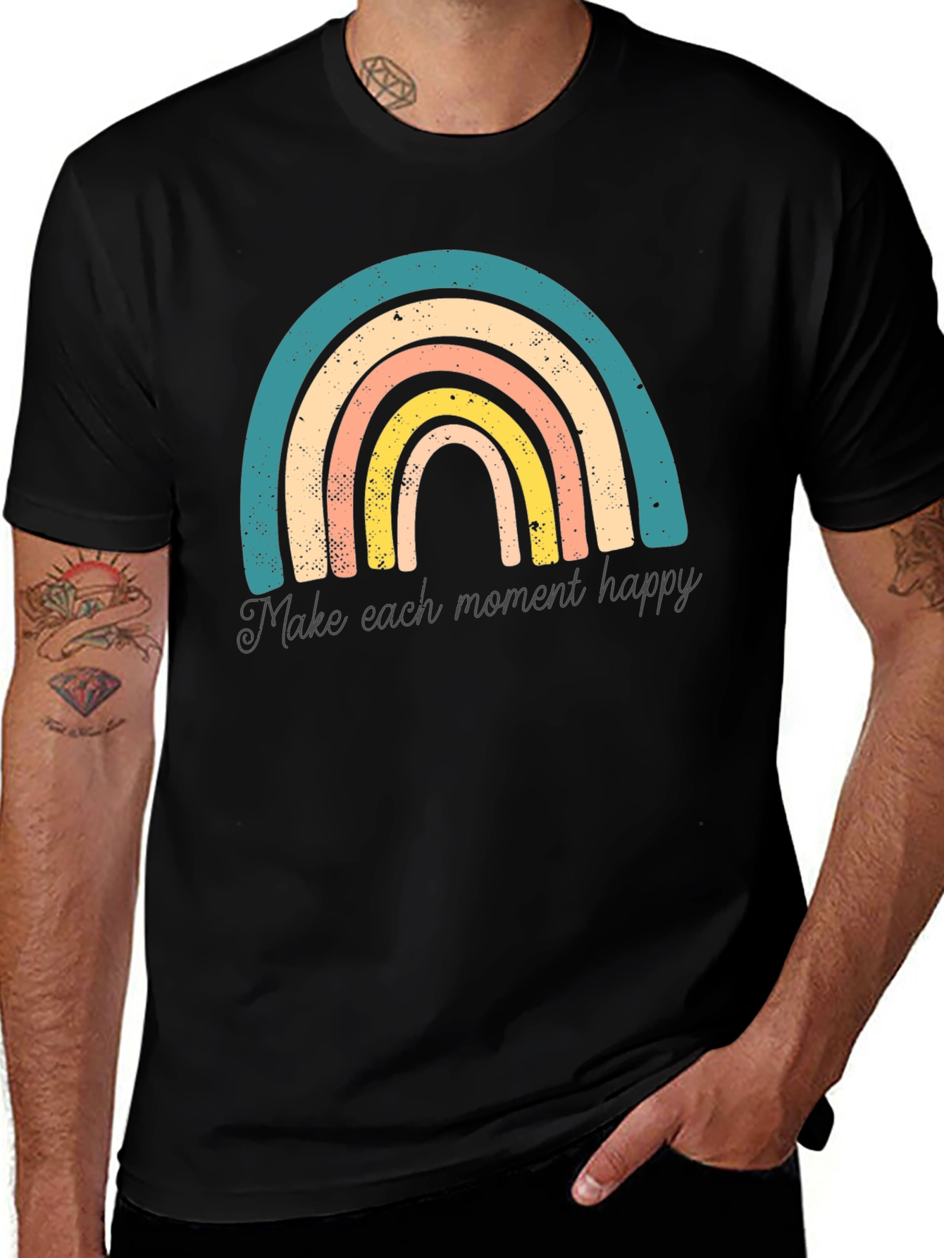 Variant 25 of Retro Rainbow Tee - Make Each Moment Happy