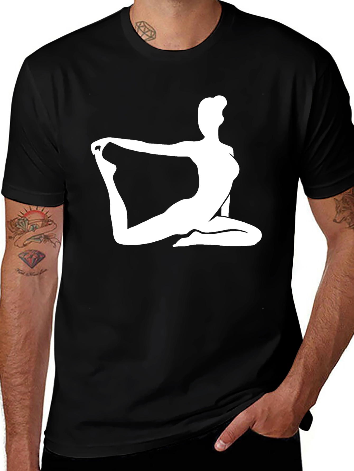 Variant 5 of Yoga Pose Graphic Tee - Black