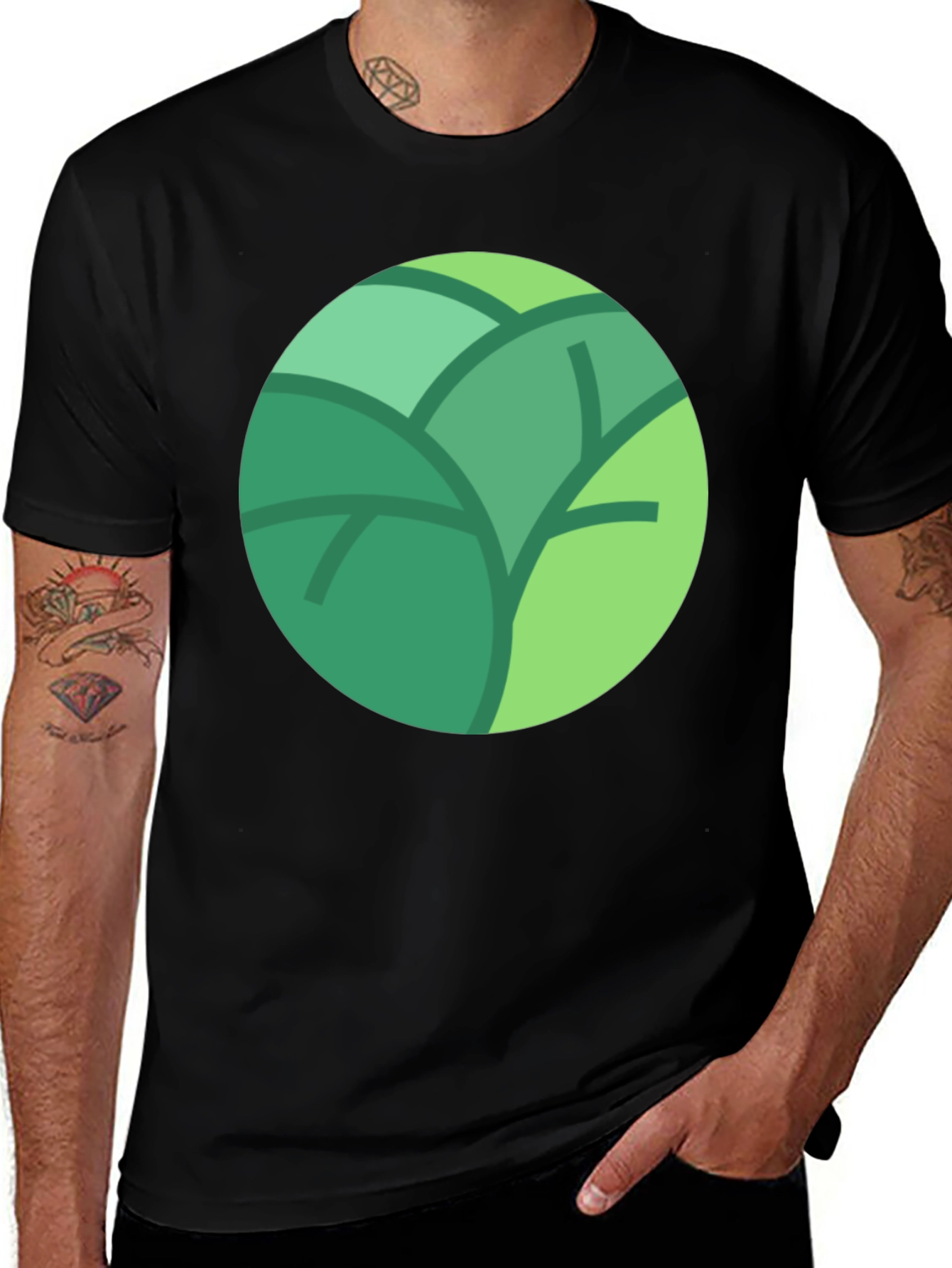 Variant 19 of Leaf Circle Graphic Tee - Soft Cotton Blend, Modern Style