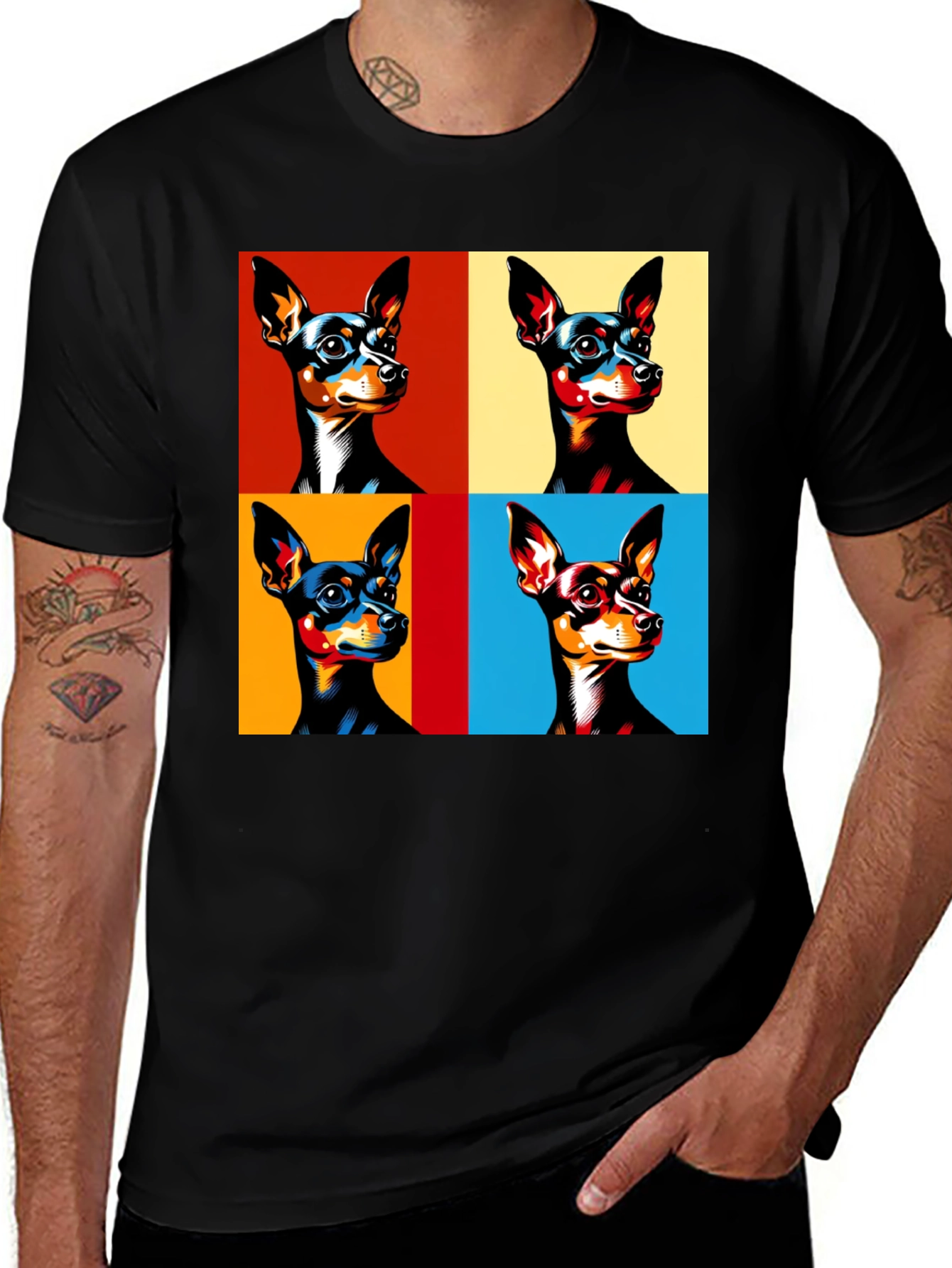 Variant 28 of Pop Art Dog T-Shirt - Stylish Black Tee