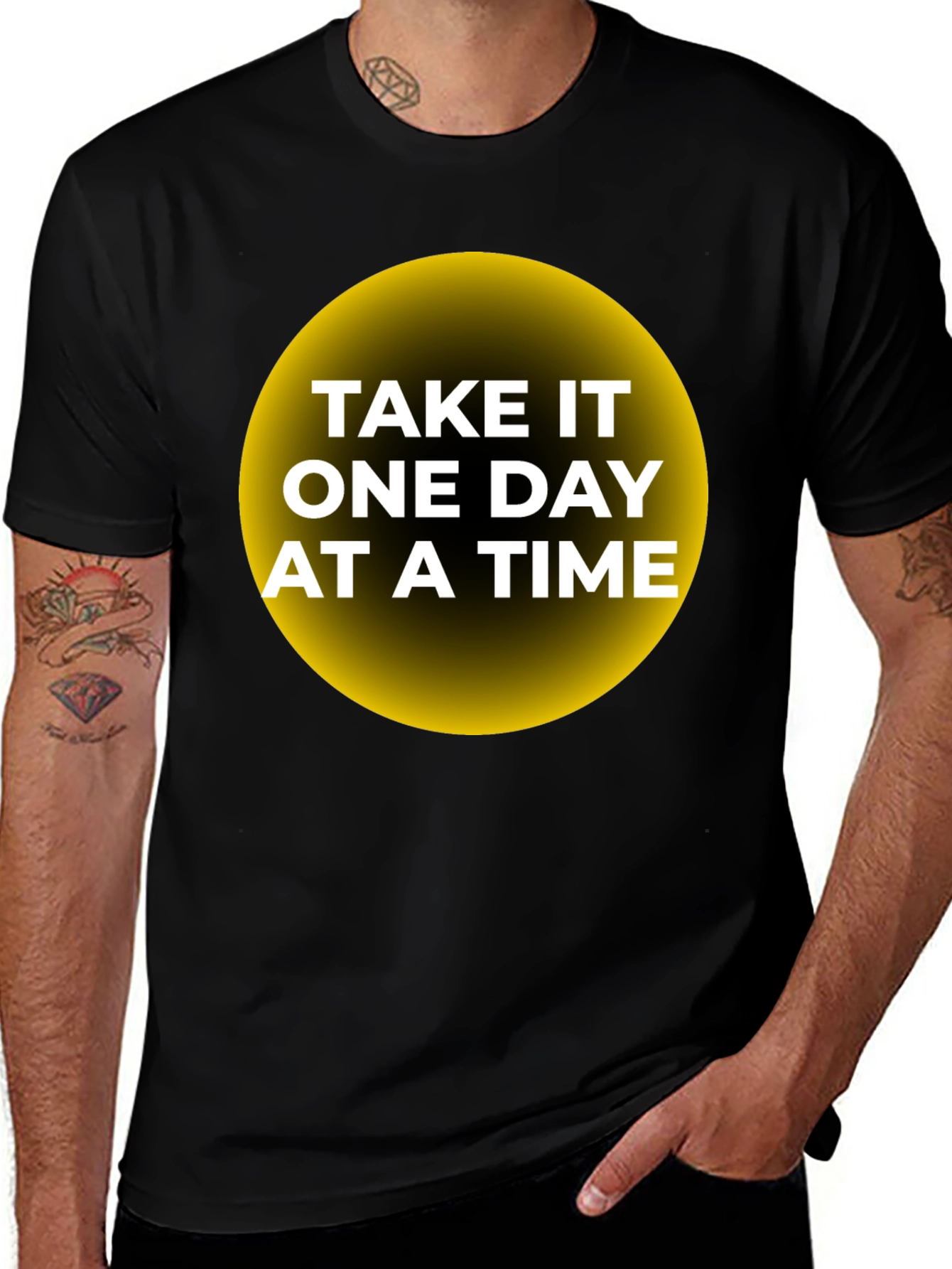 Inspirational Take It One Day At A Time Black T-Shirt