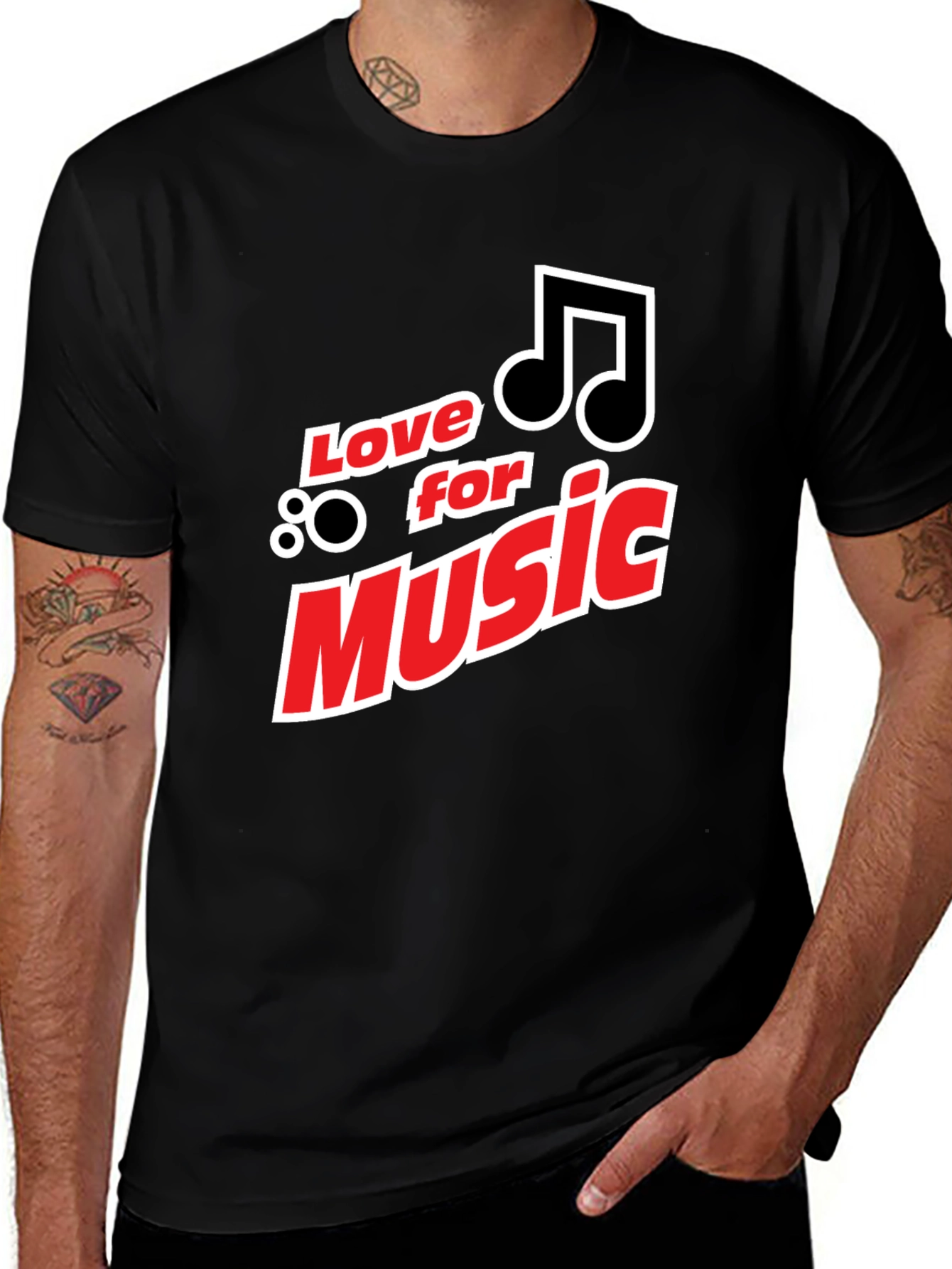 Variant 25 of Love for Music Graphic Black T-Shirt