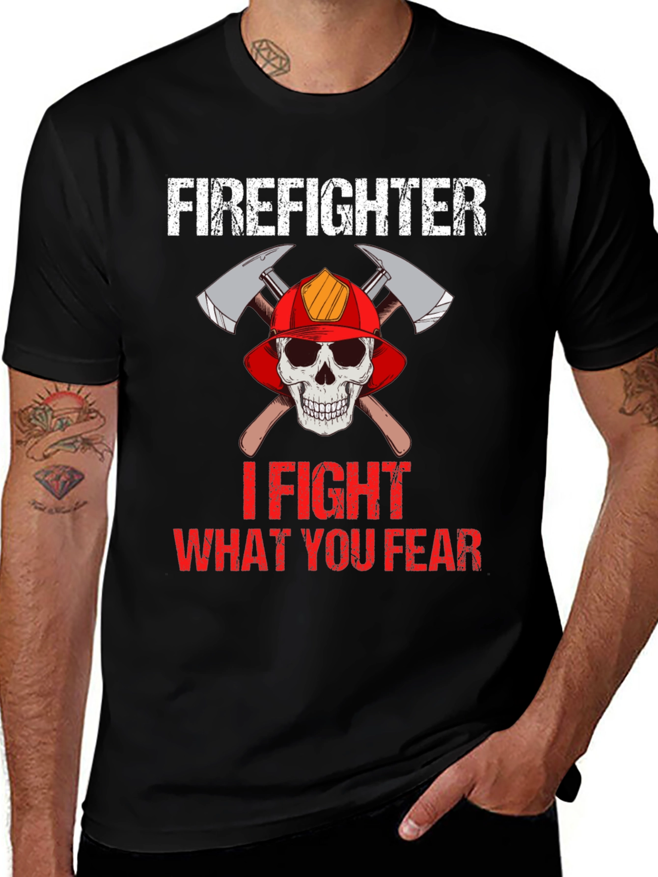 Variant 12 of Firefighter Skull Graphic Tee - Fight What You Fear