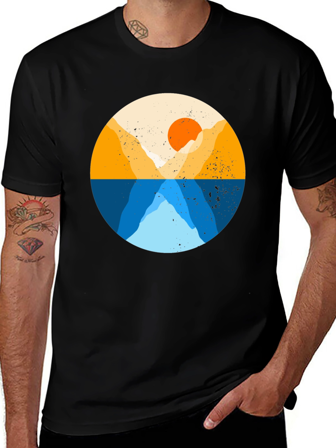 Variant 27 of Mountain Sunset Graphic Tee - Black