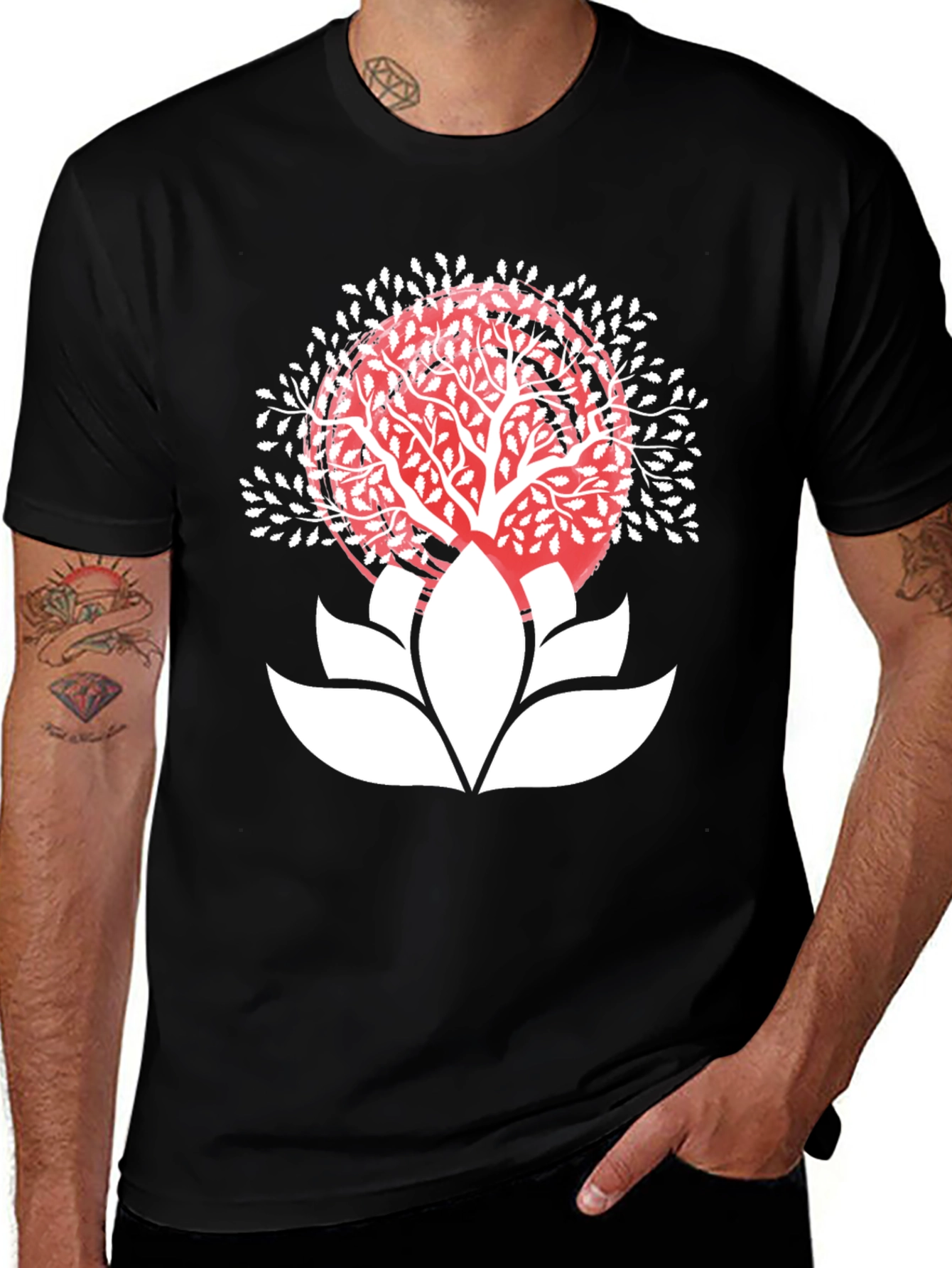Variant 8 of Zen Tree of Life Lotus T-Shirt - Black