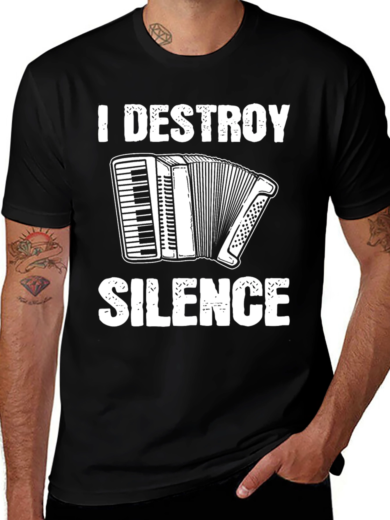 Variant 8 of I Destroy Silence Accordion T-Shirt