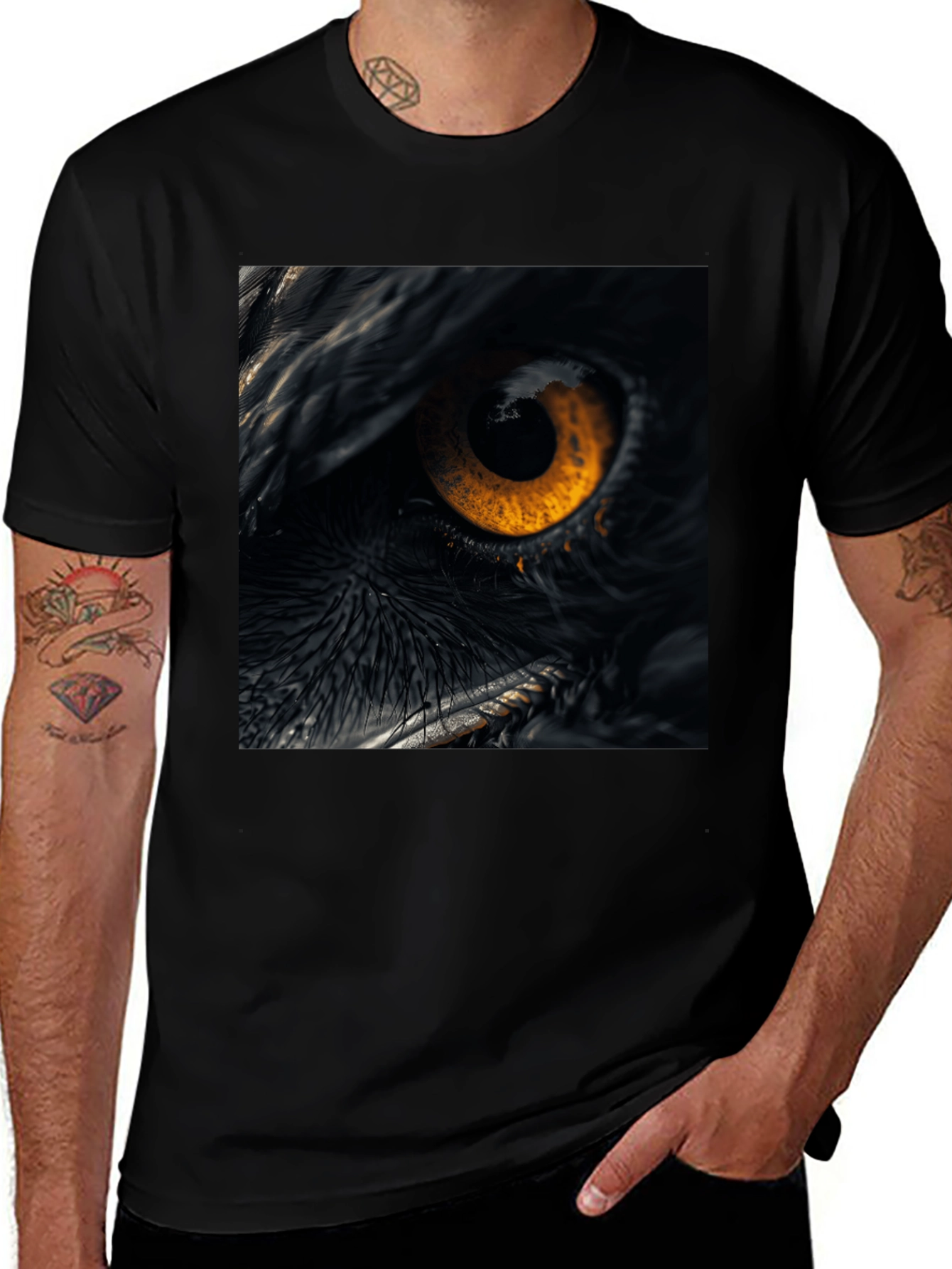 Variant 4 of Owl Eye Graphic Tee - Unique Animal Print Shirt