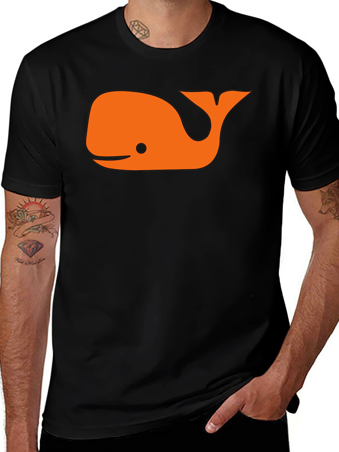 Variant 7 of Whale Graphic Tee - Casual Black T-Shirt