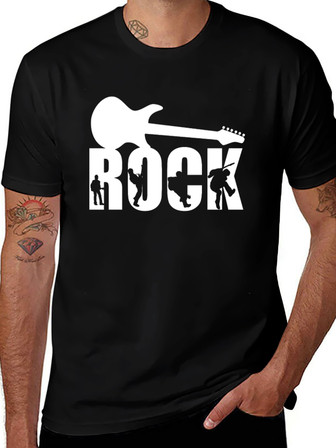 Variant 7 of Rock Band Guitar Graphic Tee - Black