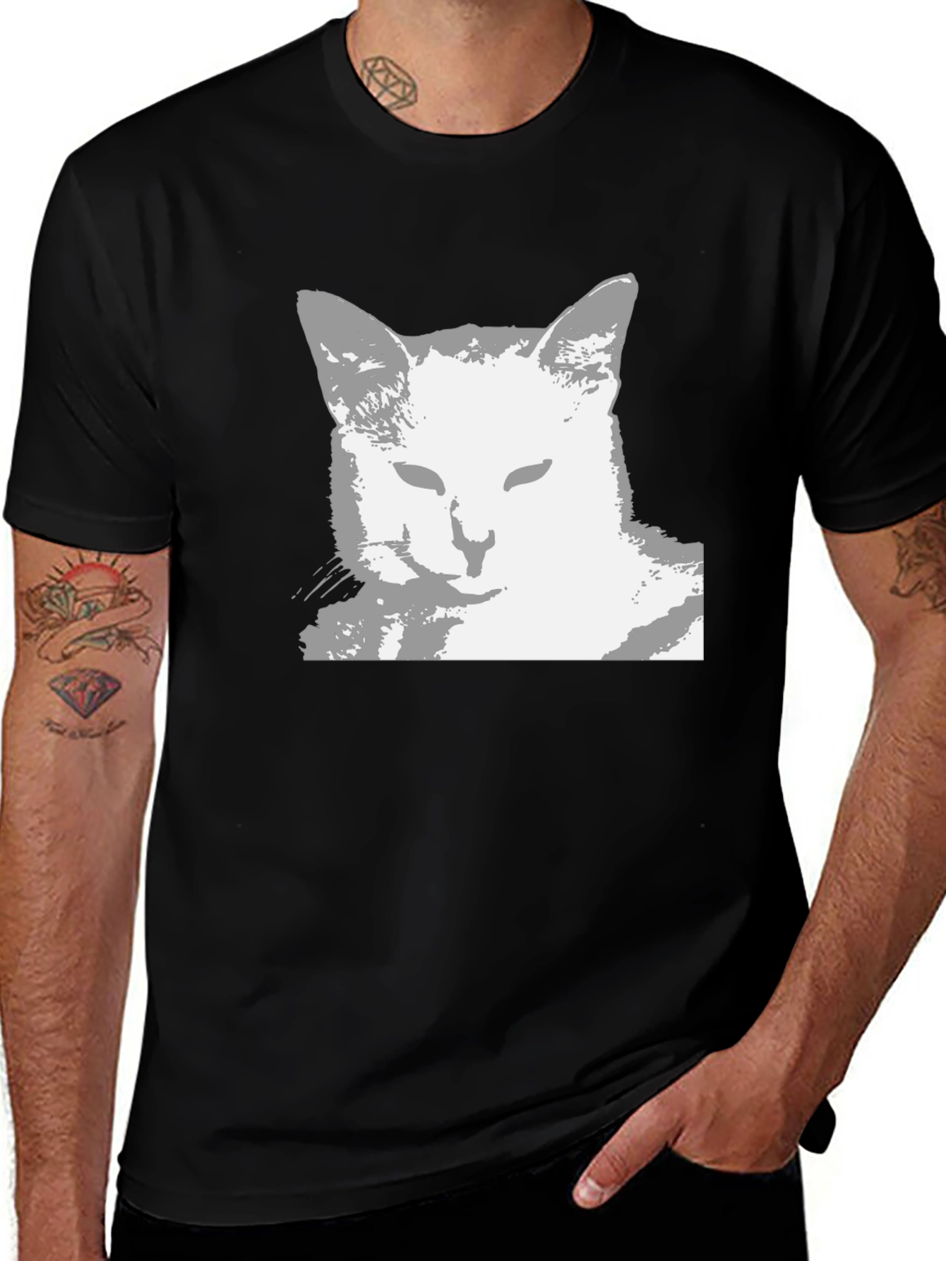 Variant 27 of Cool Cat Graphic Tee - Black Unisex Shirt