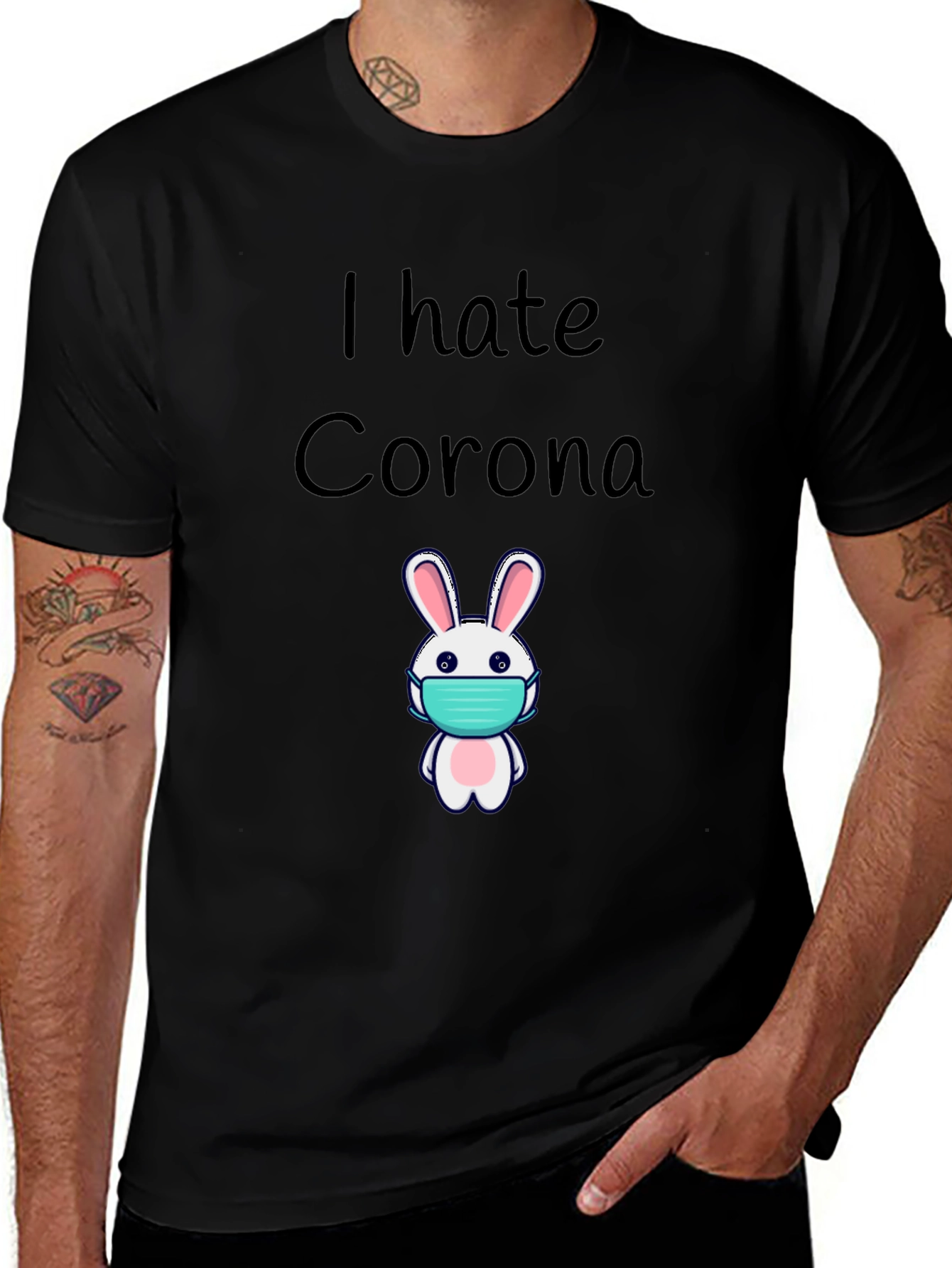 I Hate Corona Bunny Mask T-Shirt