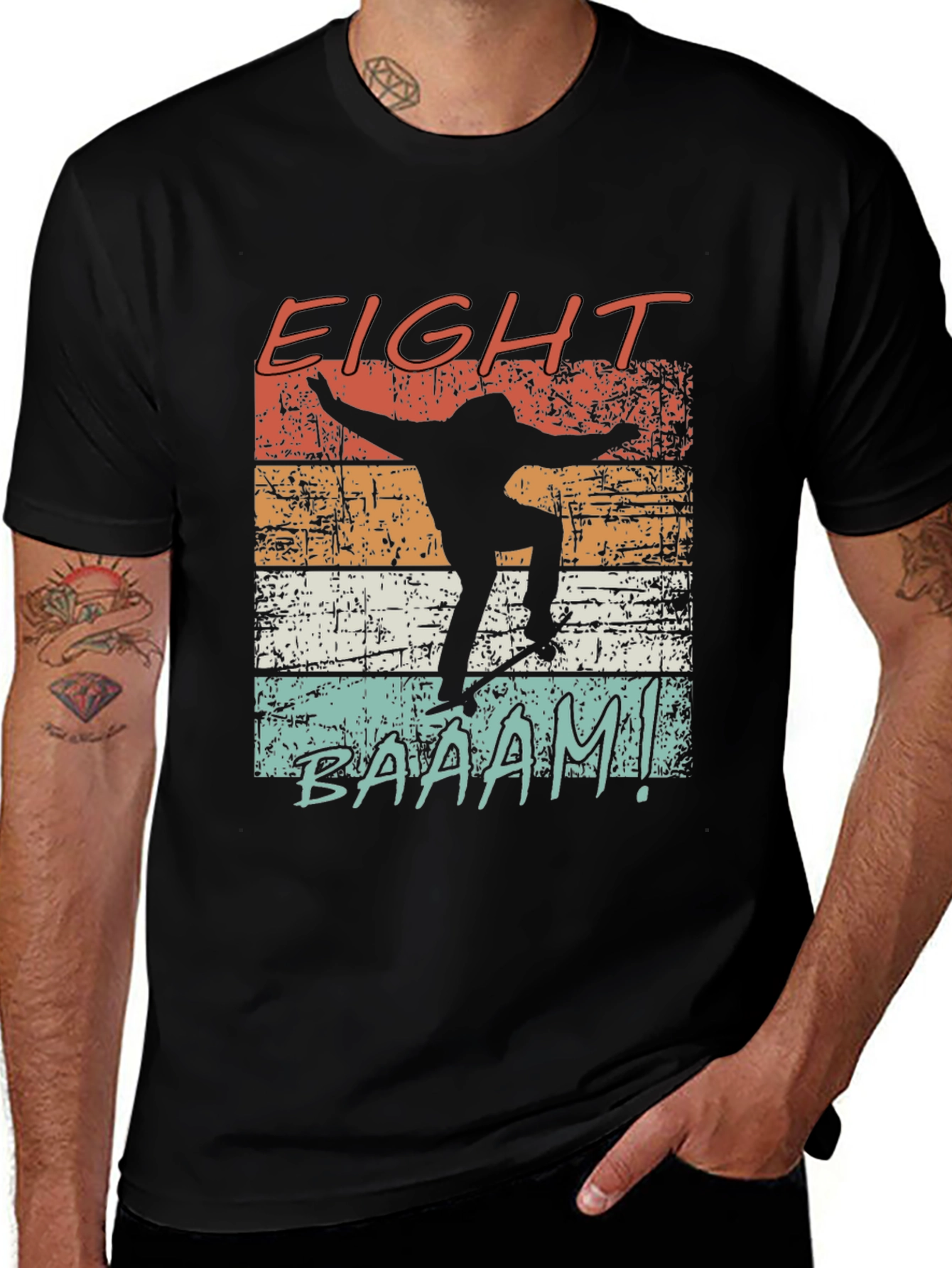 Variant 12 of Eight Baaam Skateboarder Black T-Shirt