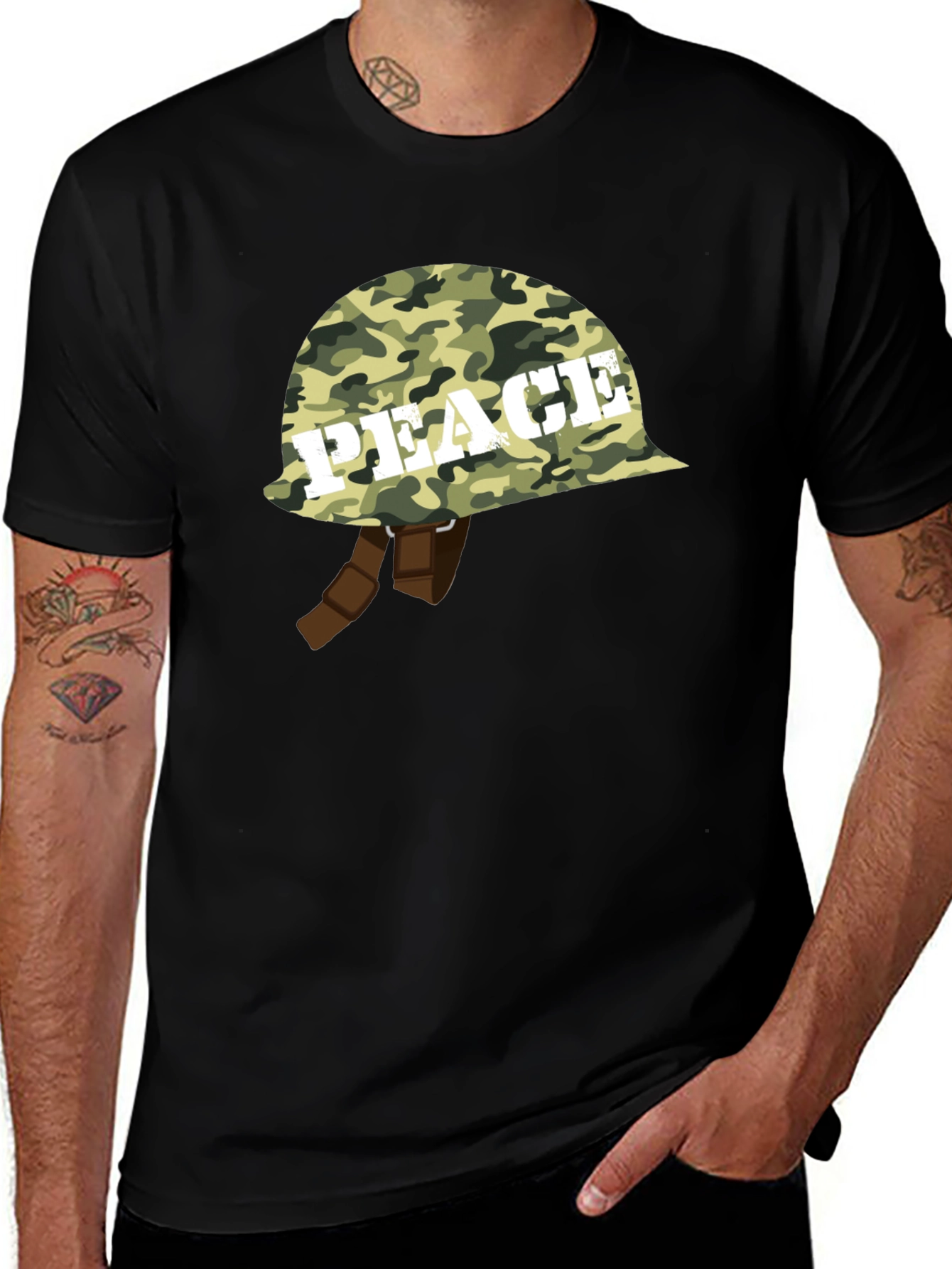 Variant 22 of Peace Camo Helmet T-Shirt - Military Style