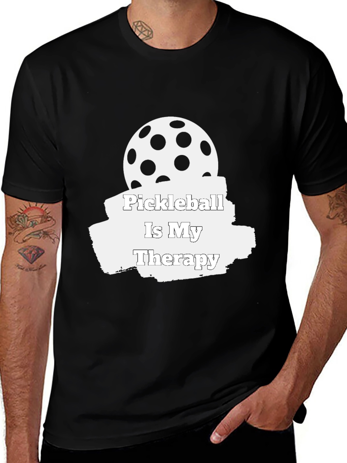Pickleball is My Therapy Black T-Shirt