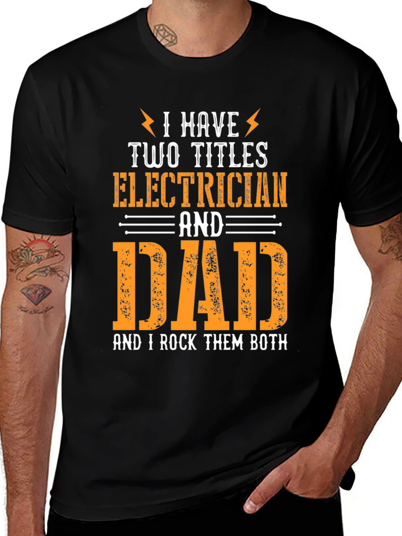 Variant 20 of Electrician Dad T-Shirt - I Rock Them Both